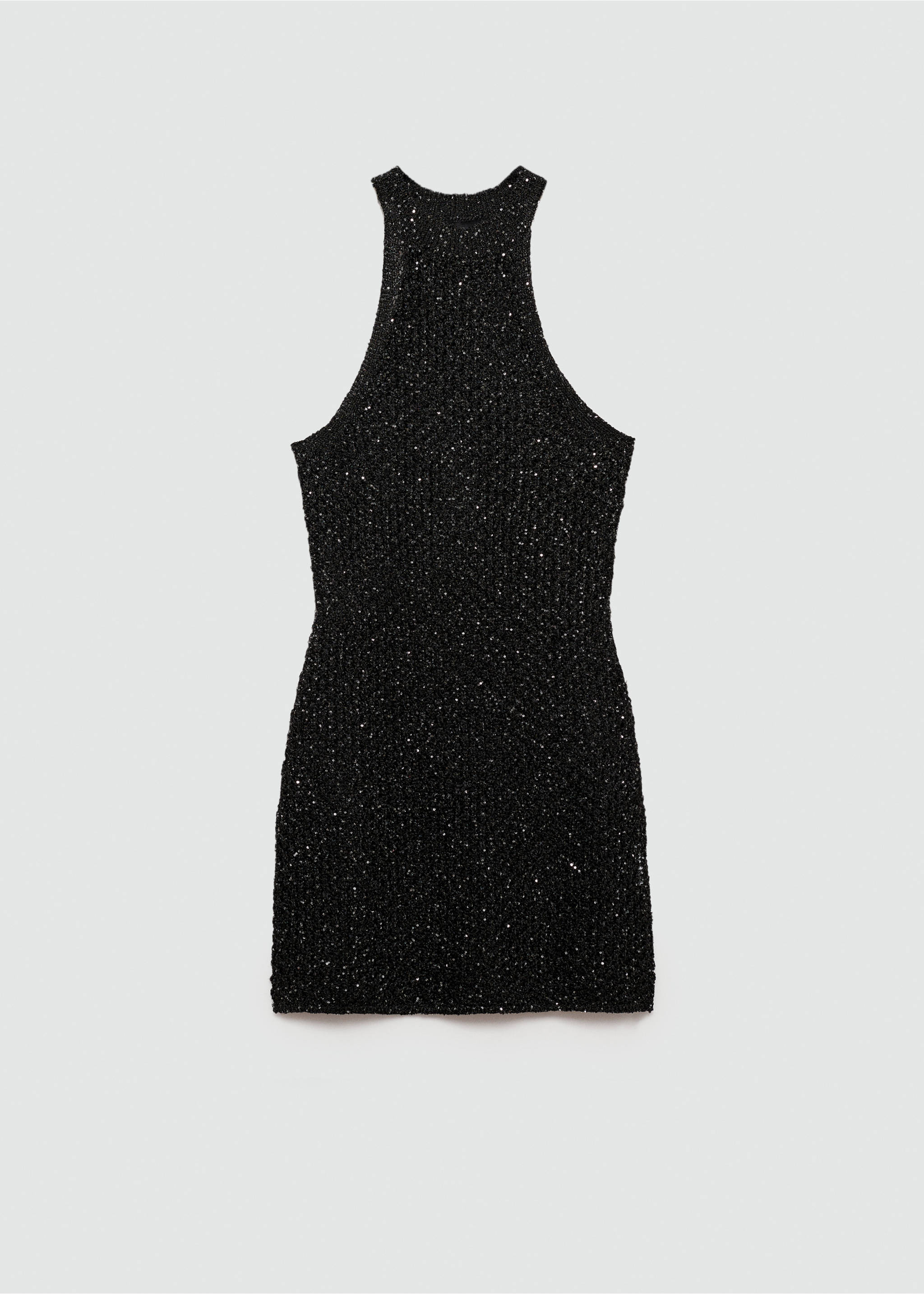 Sequined halter neck dress - Article without model, Black. Ref: 77051505-00.