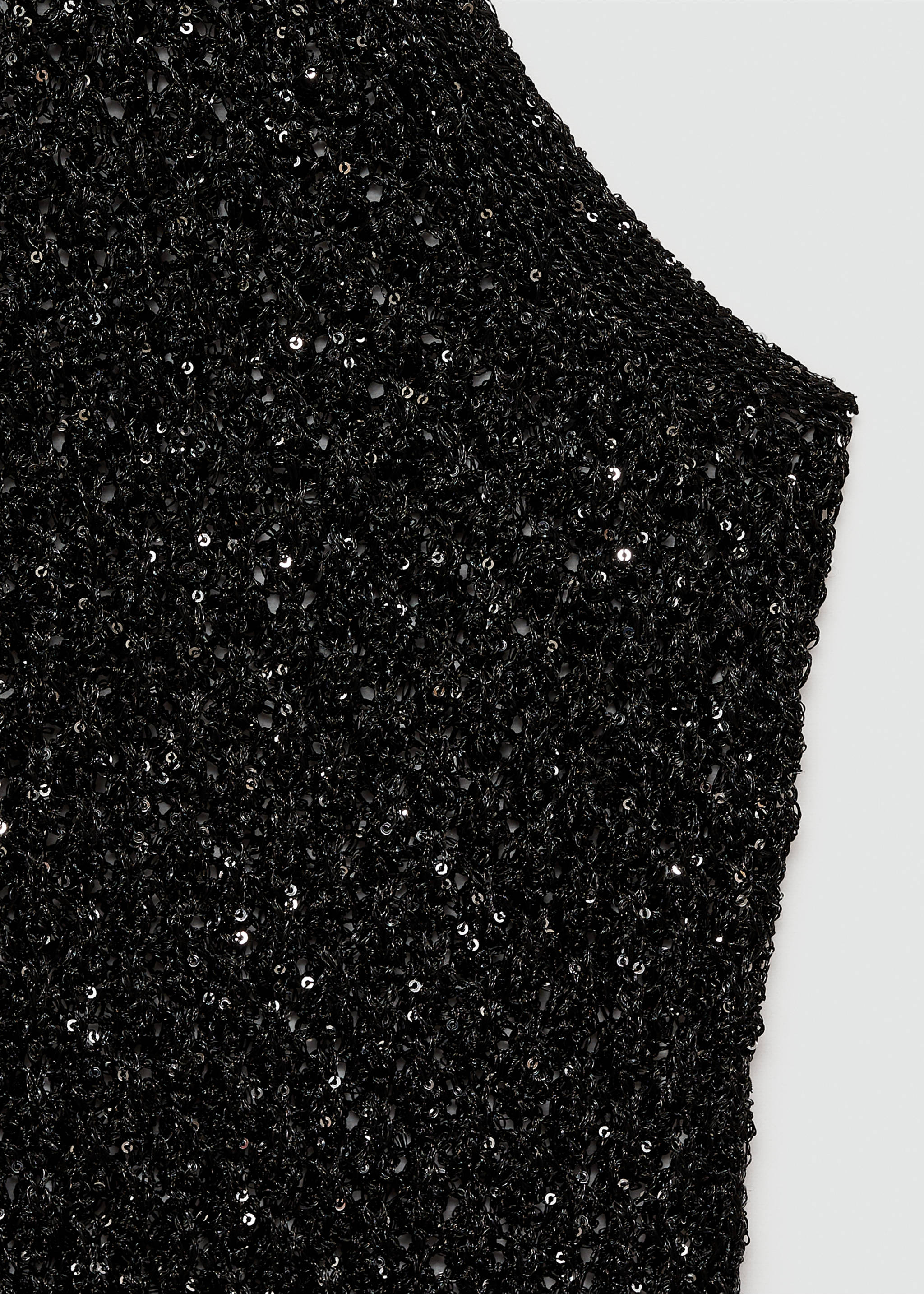 Sequined halter neck dress - Details of the article 8, Black. Ref: 77051505-00.