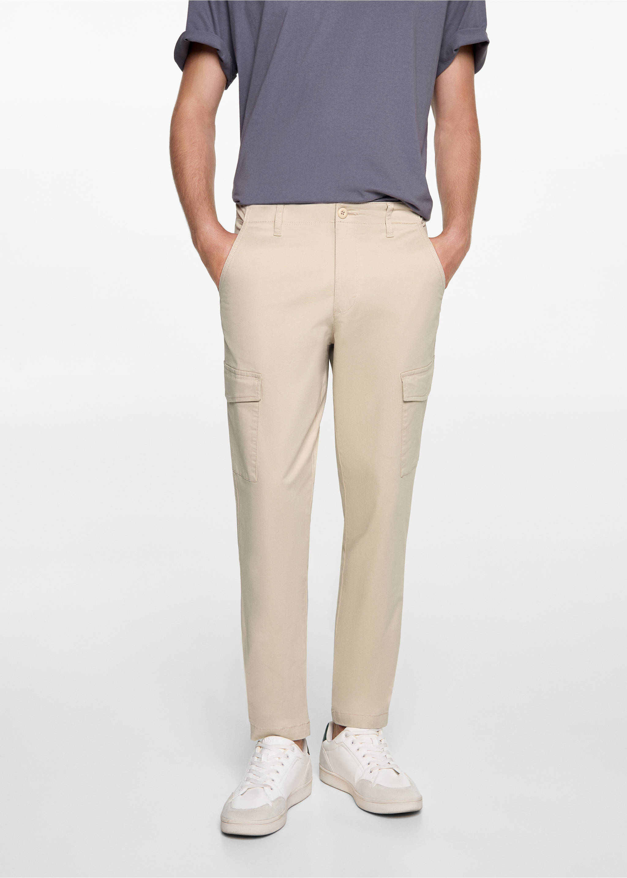 Cotton cargo pants - Details of the article 6, Beige. Ref: 77051508-00.