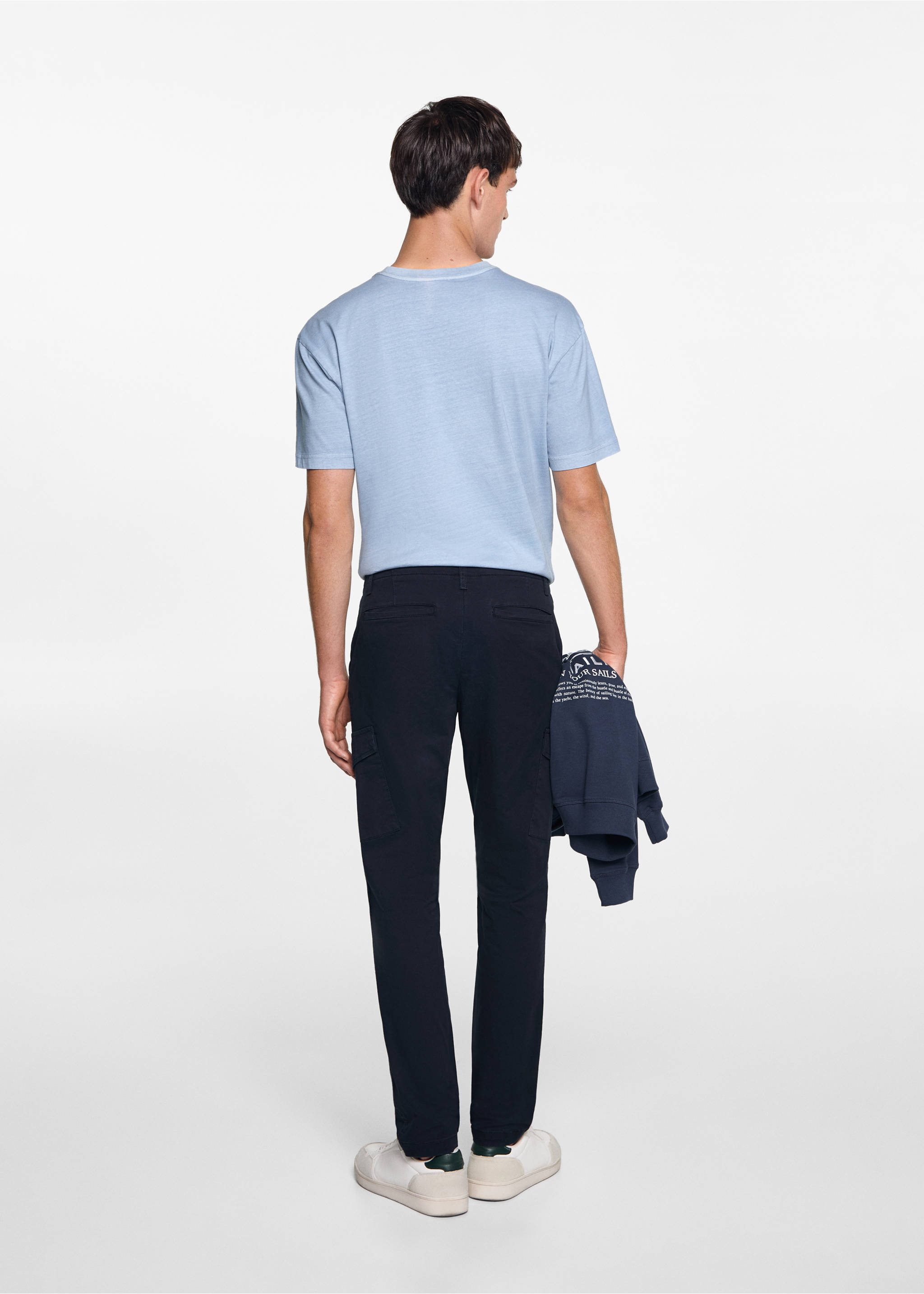 Cotton cargo pants - Reverse of the article, Dark Navy. Ref: 77051508-00.