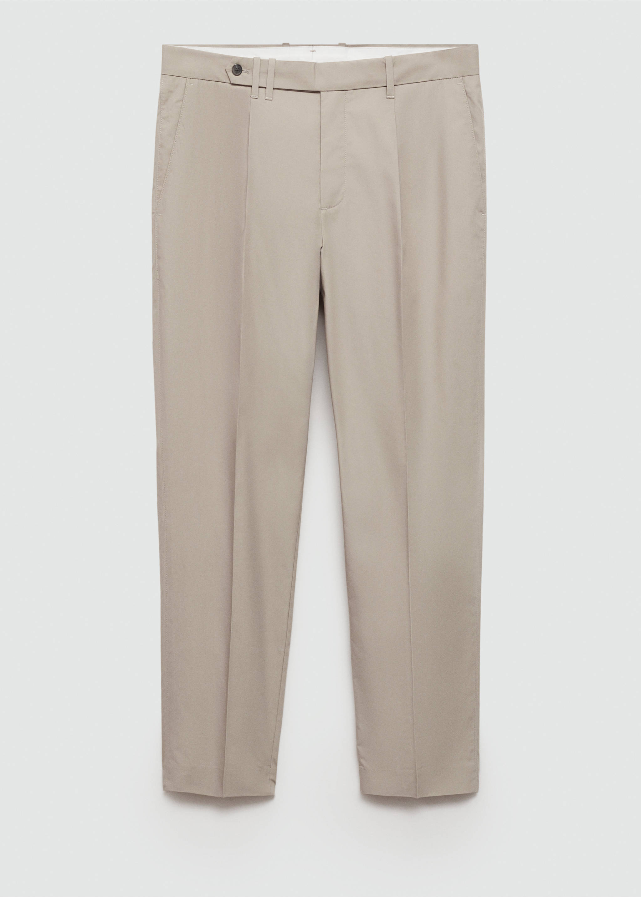 Slim-fit lyocell pleated trousers - Article without model, Light/Pastel Grey. Ref: 77052532-00.