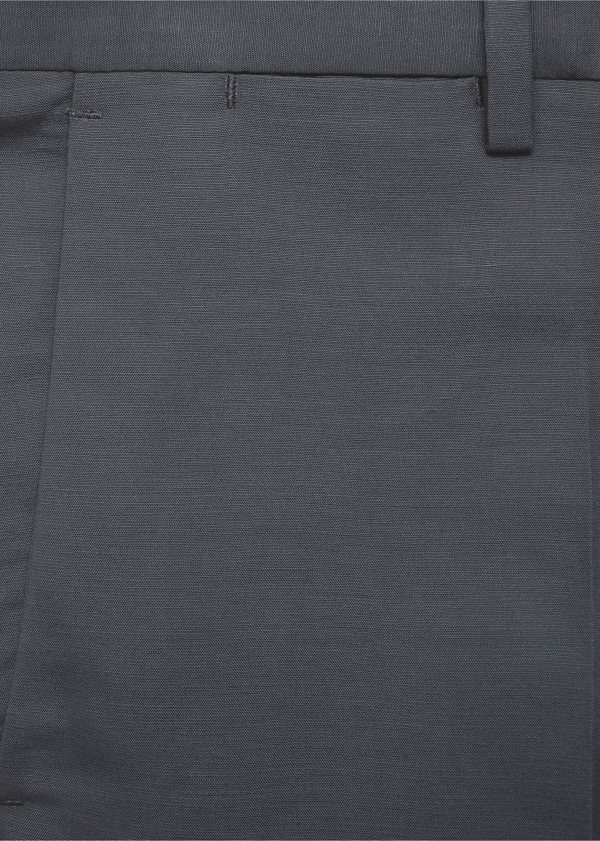 Slim-fit linen-blend suit trousers - Details of the article 8, Petrol Blue. Ref: 77052533-00.