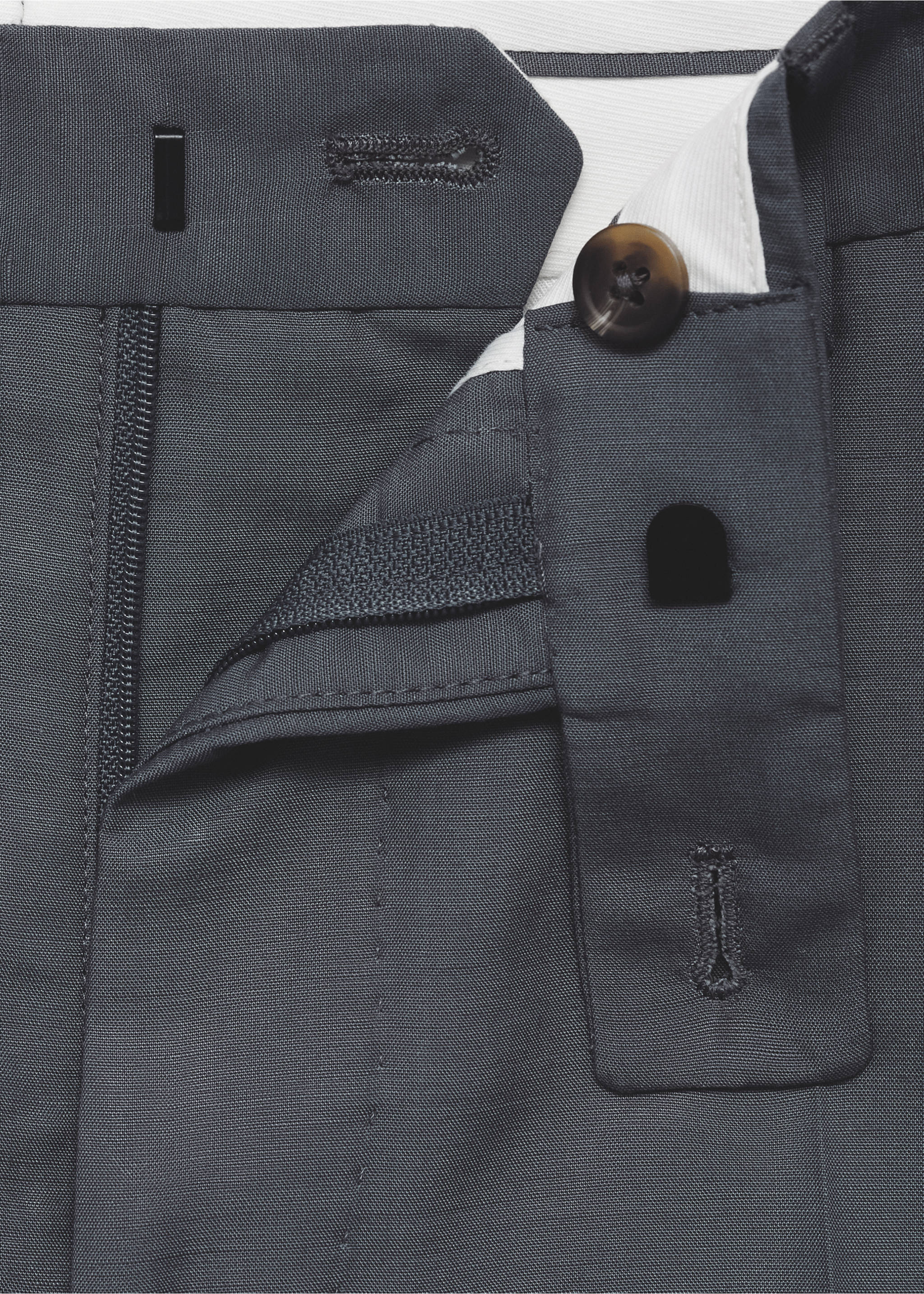 Slim-fit linen-blend suit trousers - Details of the article 0, Petrol Blue. Ref: 77052533-00.