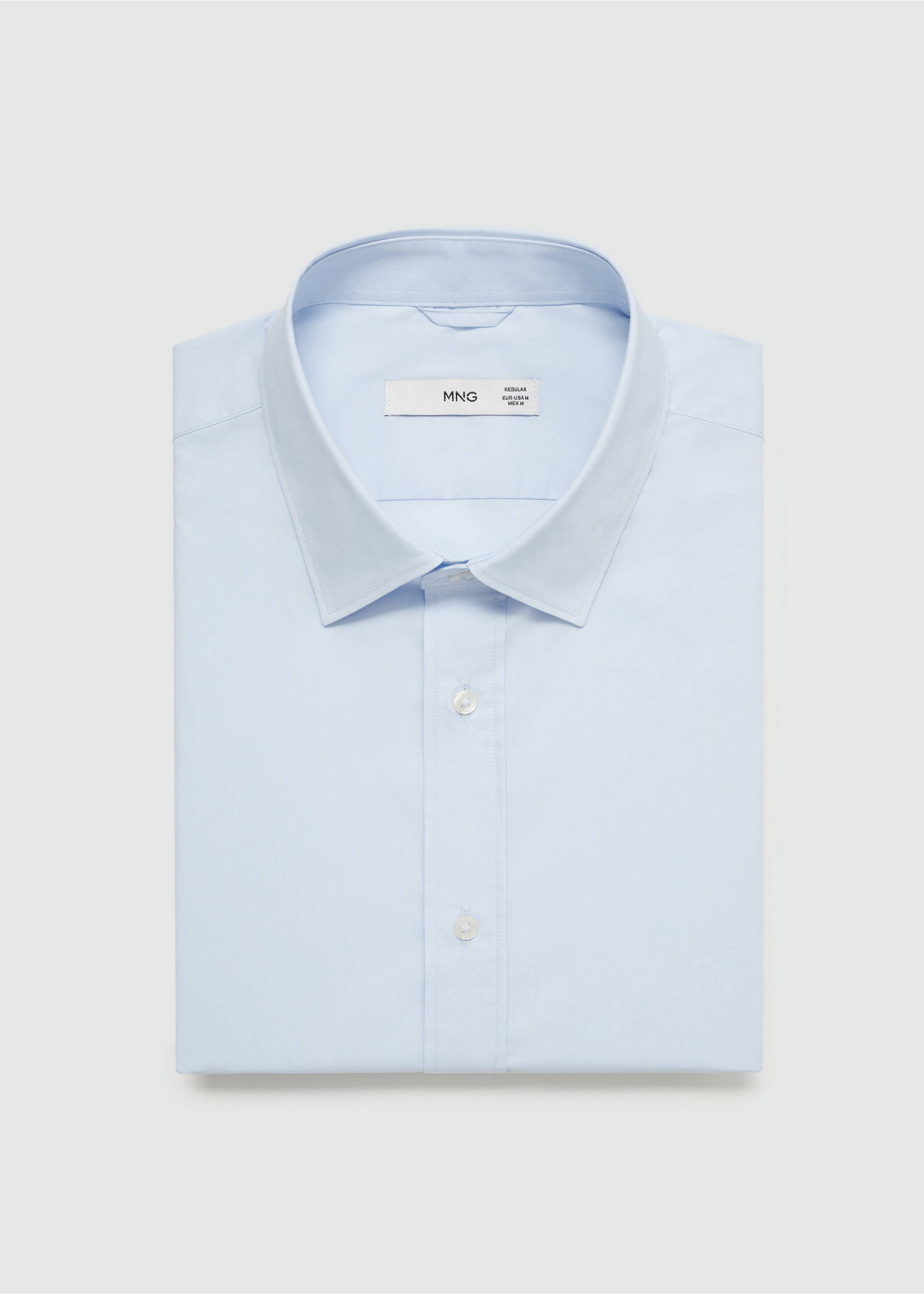 Skjorta regular fit 100% bomull - Detaljer om artikeln 8, Himmelblå. Ref: 77052536-00.