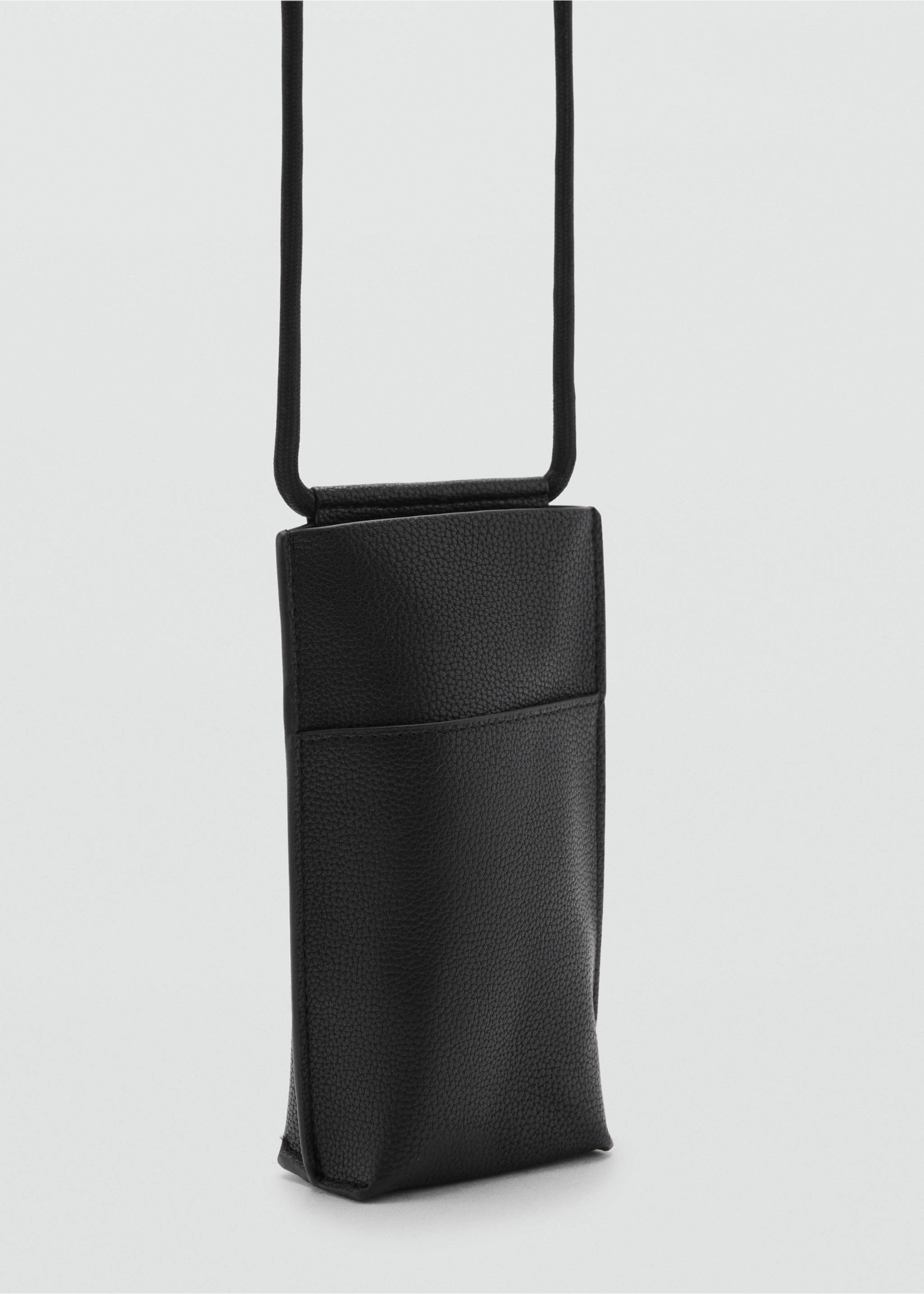 Mini-Schultertasche mit Narbenleder-Effekt - Mittlere Ansicht, Schwarz. Ref: 77052543-00.