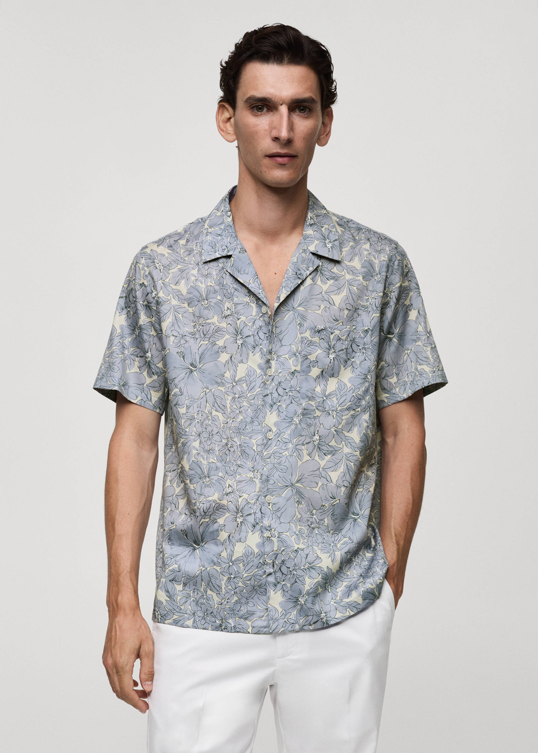 100% cotton floral-print shirt - Medium plane