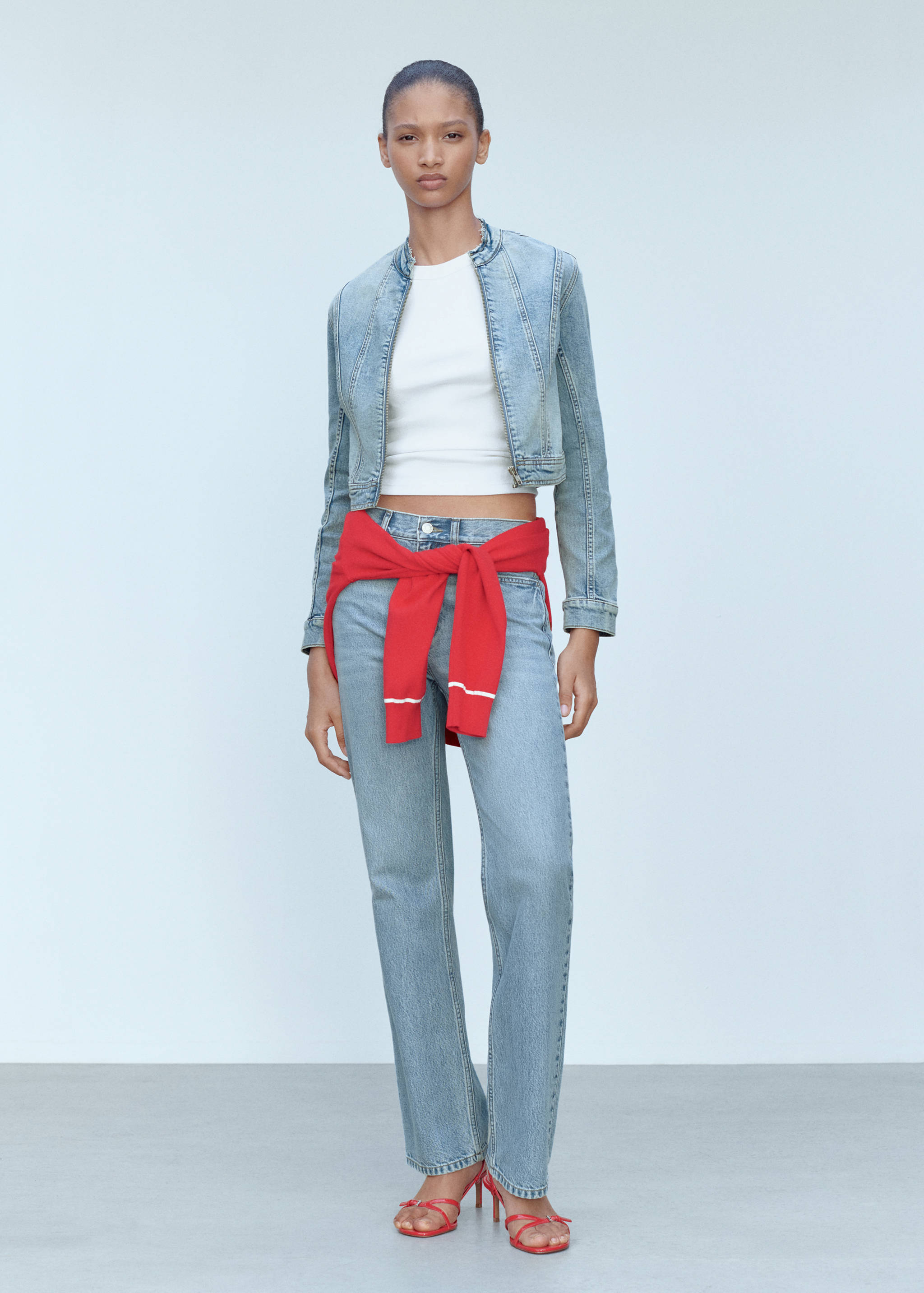 Zip-up denim jacket - General plane