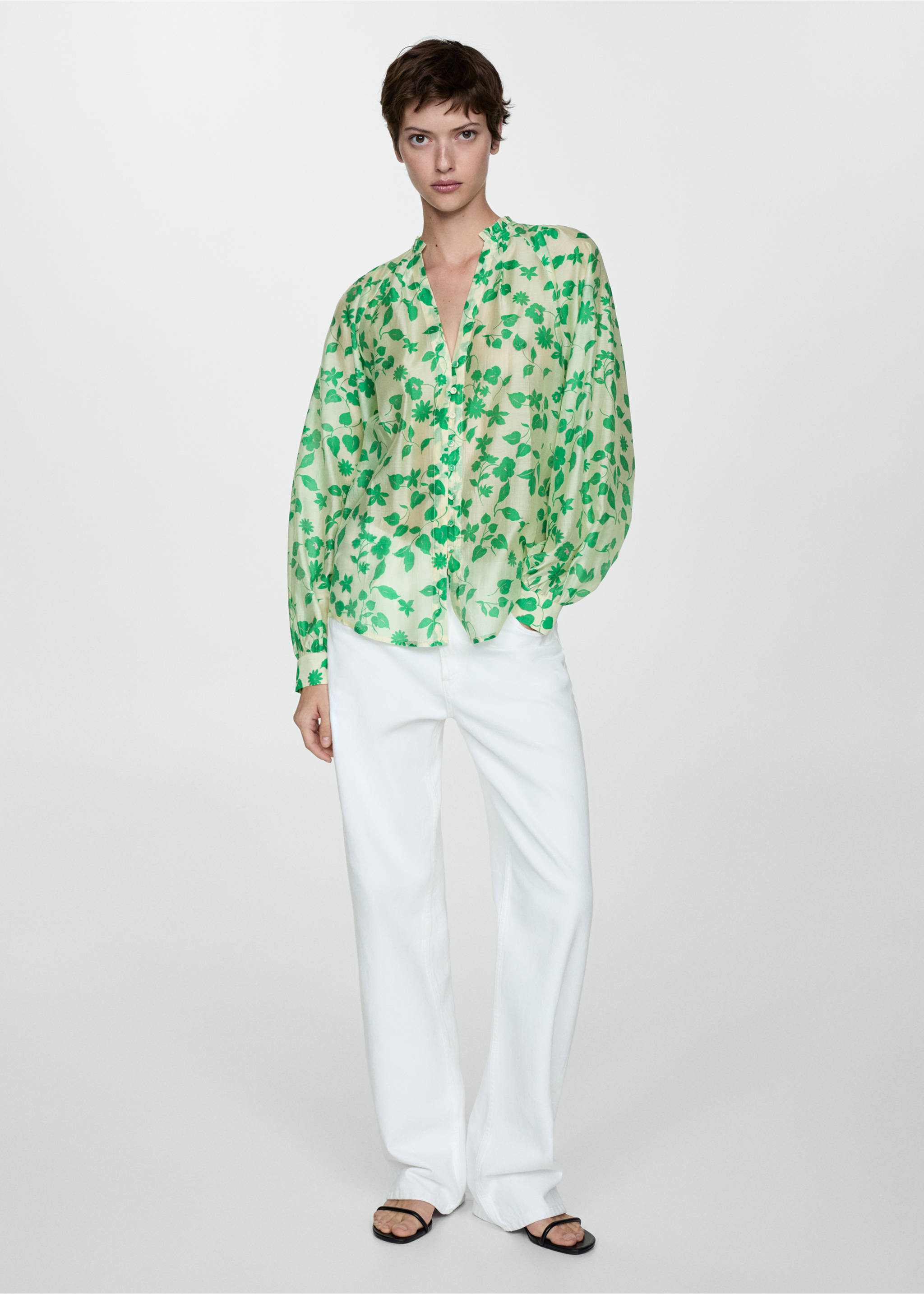 Lyocell printed shirt - General plane, Ecru. Ref: 77052916-00.