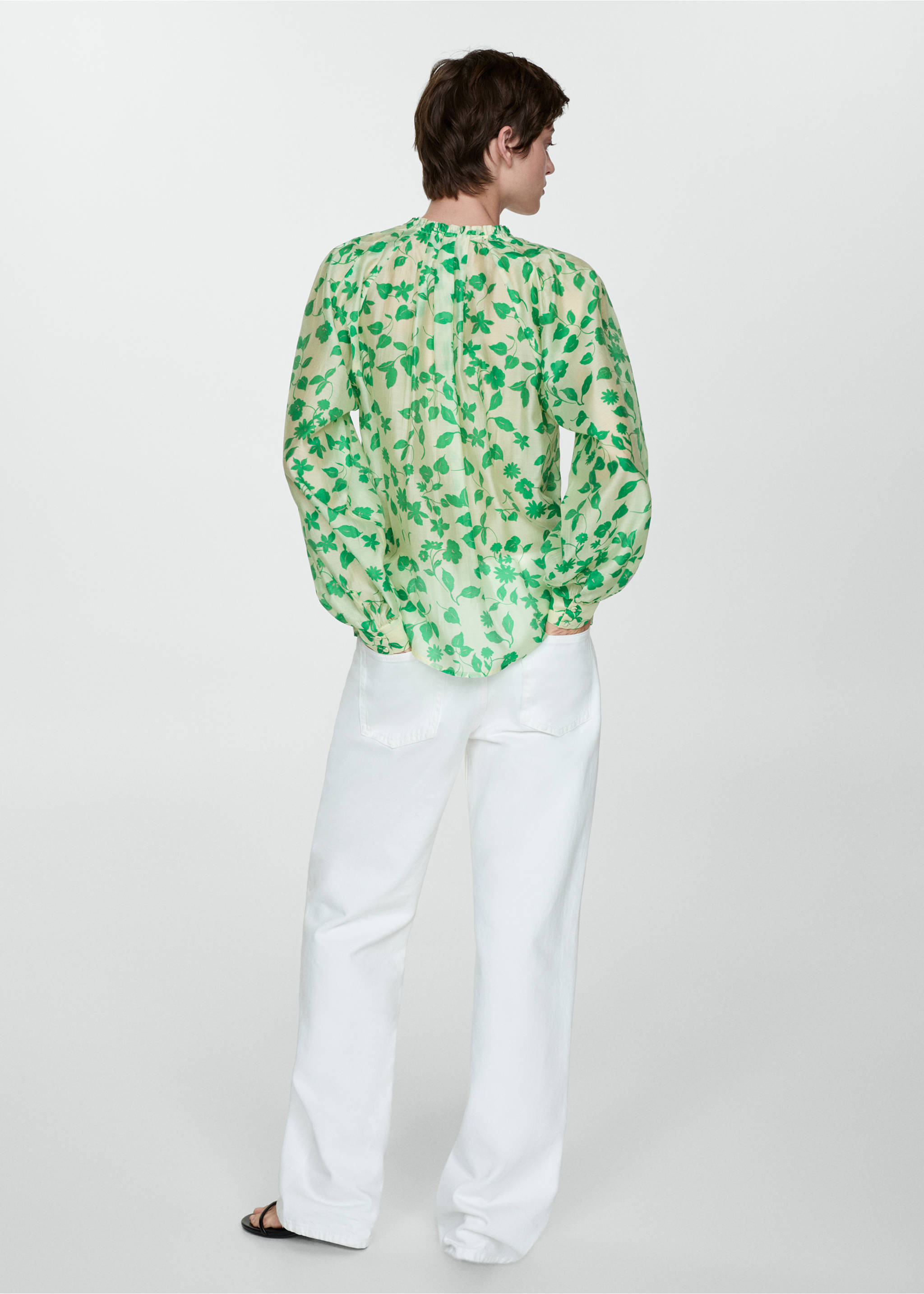 Lyocell printed shirt - Reverse of the article, Ecru. Ref: 77052916-00.