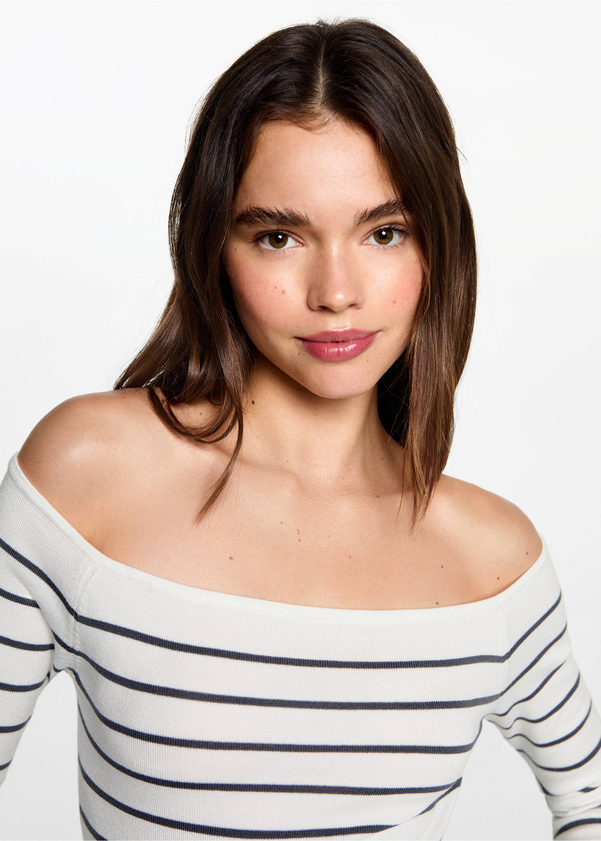 Striped boat-neck sweater - Details of the article 1, Off White. Ref: 77052932-00.