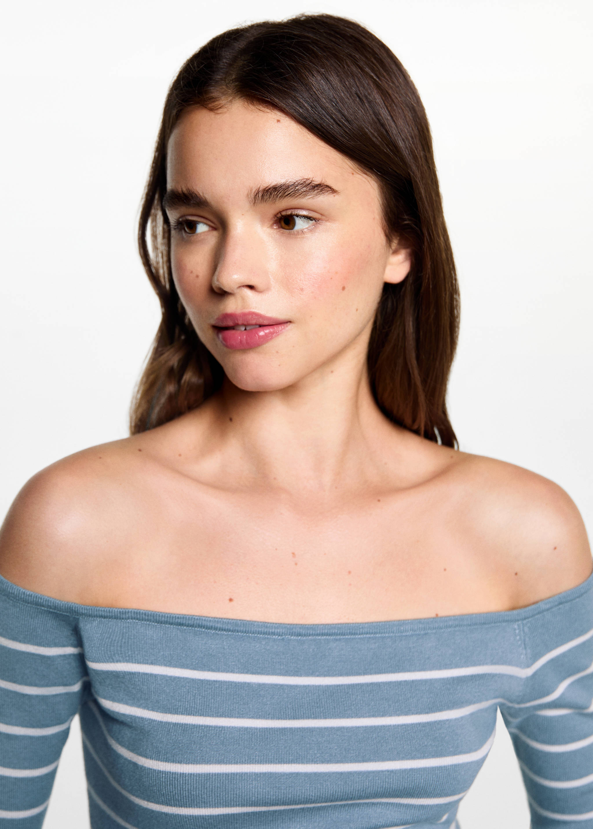 Gestreifter Pullover mit Bateau-Ausschnitt - Detail des Artikels 1