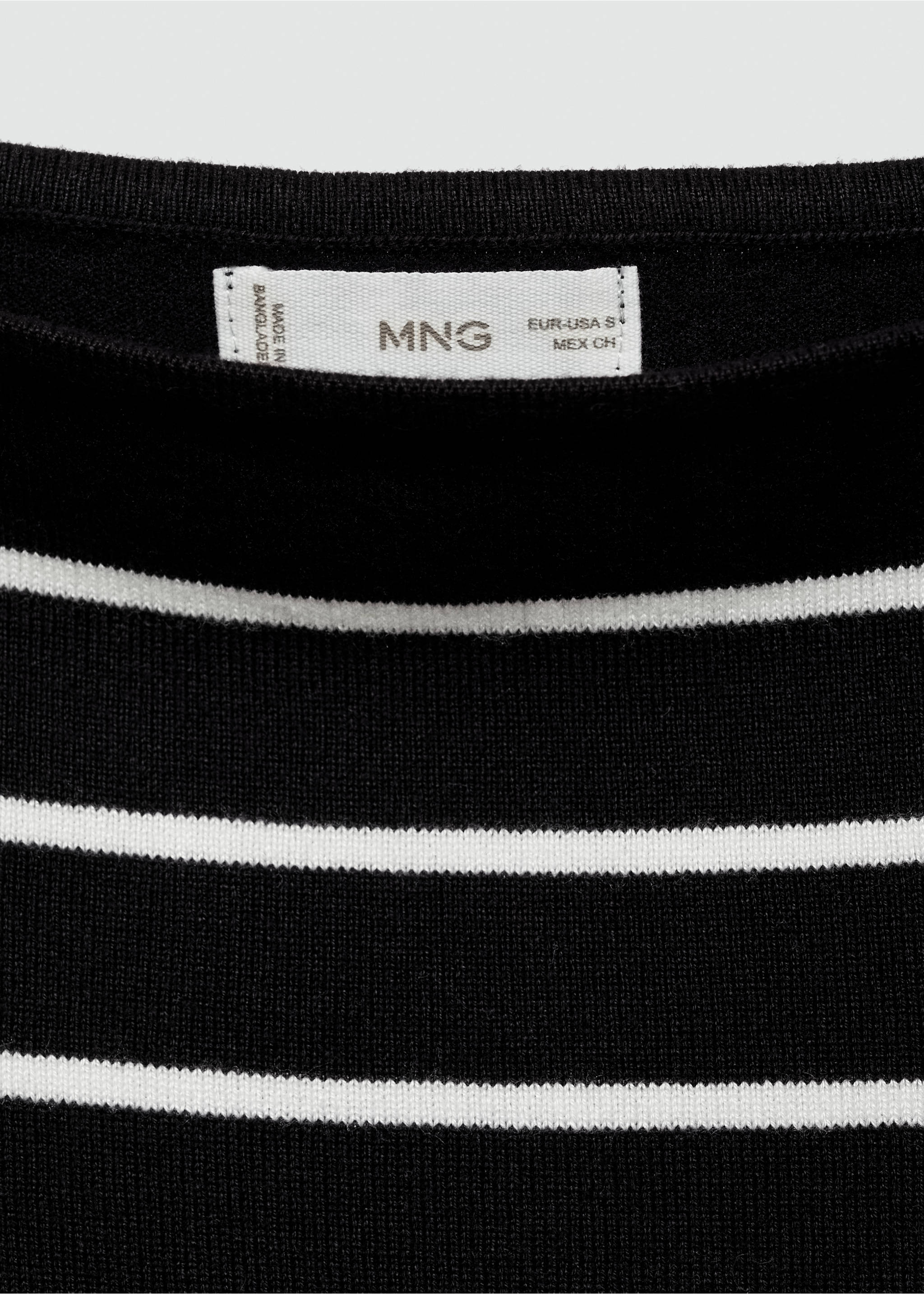 Striped boat-neck sweater - Details of the article 8, Black. Ref: 77052932-00.