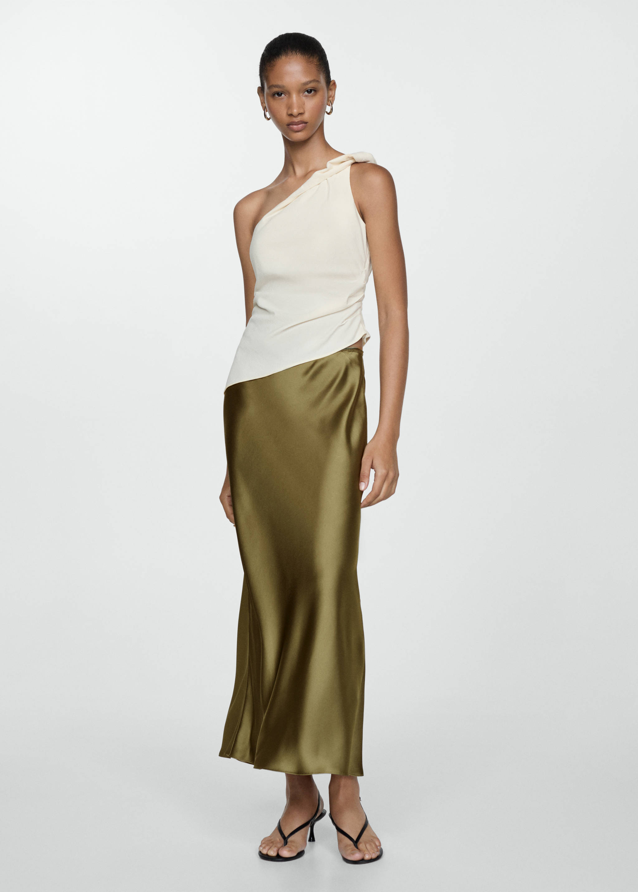 Satin long skirt - General plane