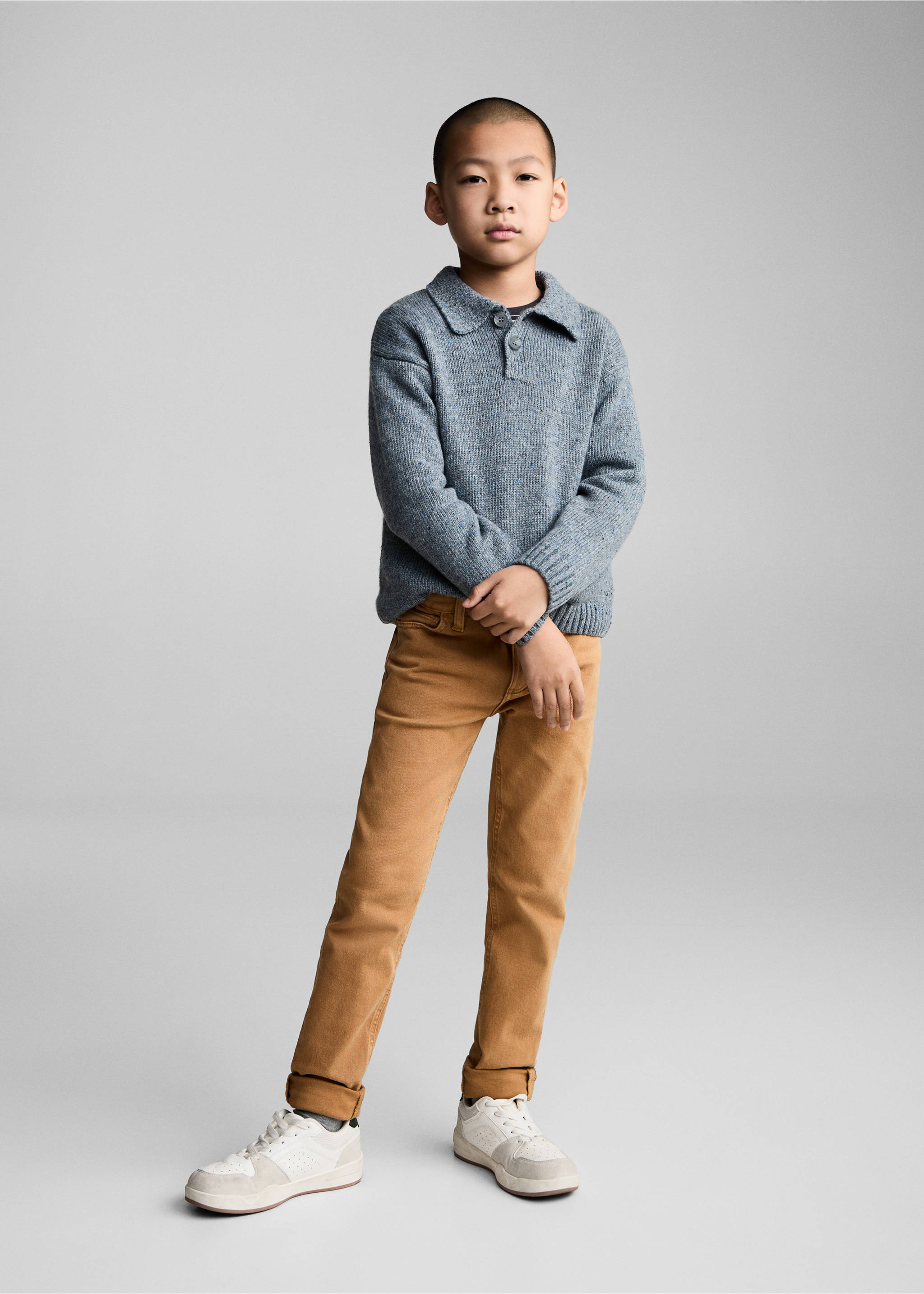 Straight-fit cotton trousers - General plane, Tobacco Brown. Ref: 77053262-00.