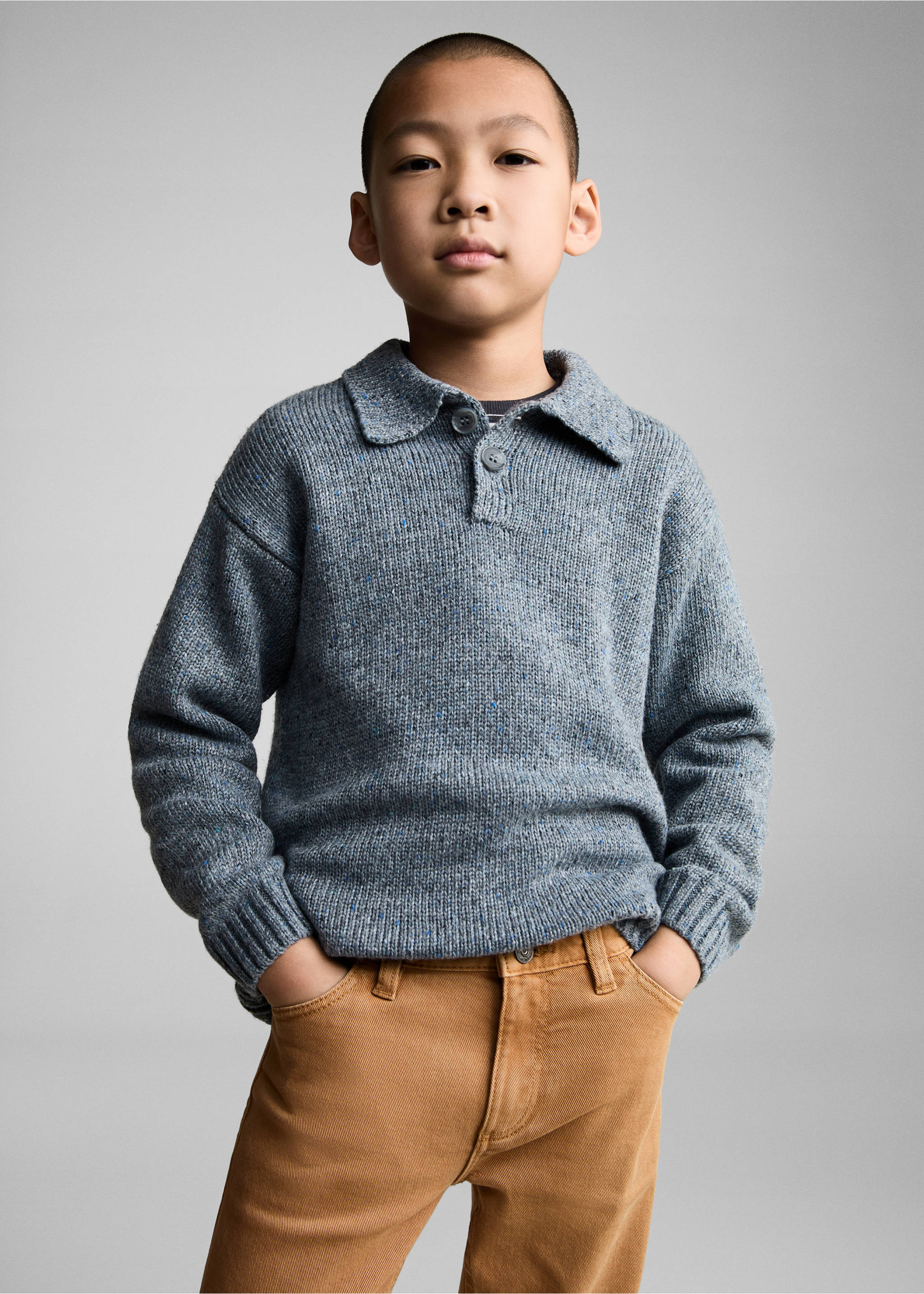 Straight-fit cotton trousers - Medium plane, Tobacco Brown. Ref: 77053262-00.