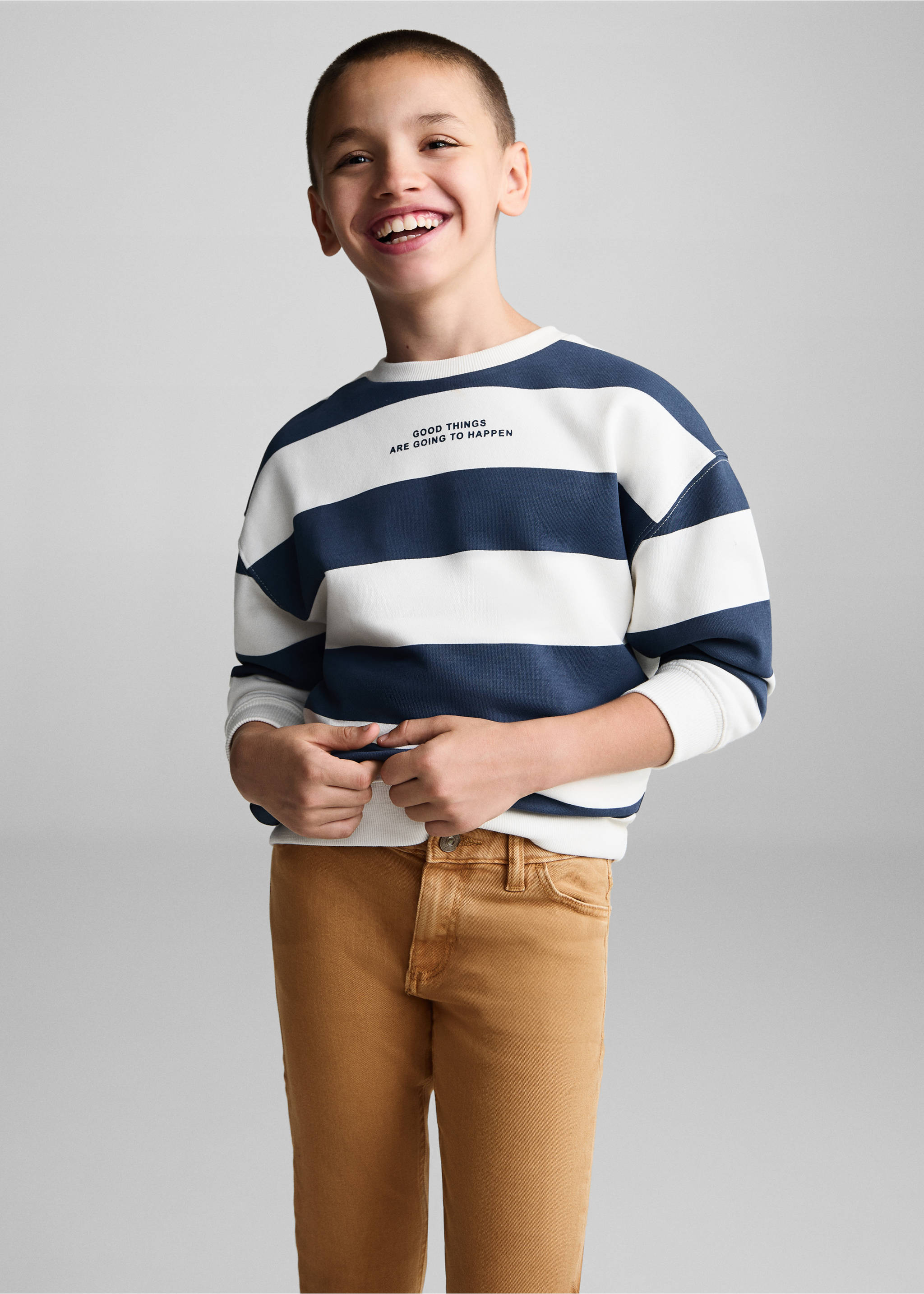 Straight-fit cotton trousers - Details of the article 1, Tobacco Brown. Ref: 77053262-00.