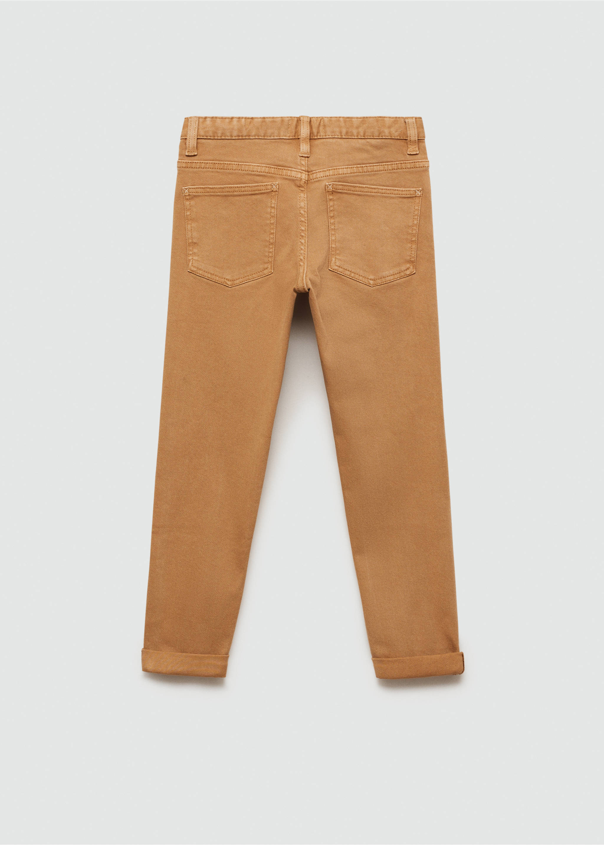Straight-fit cotton trousers - Reverse of the article, Tobacco Brown. Ref: 77053262-00.