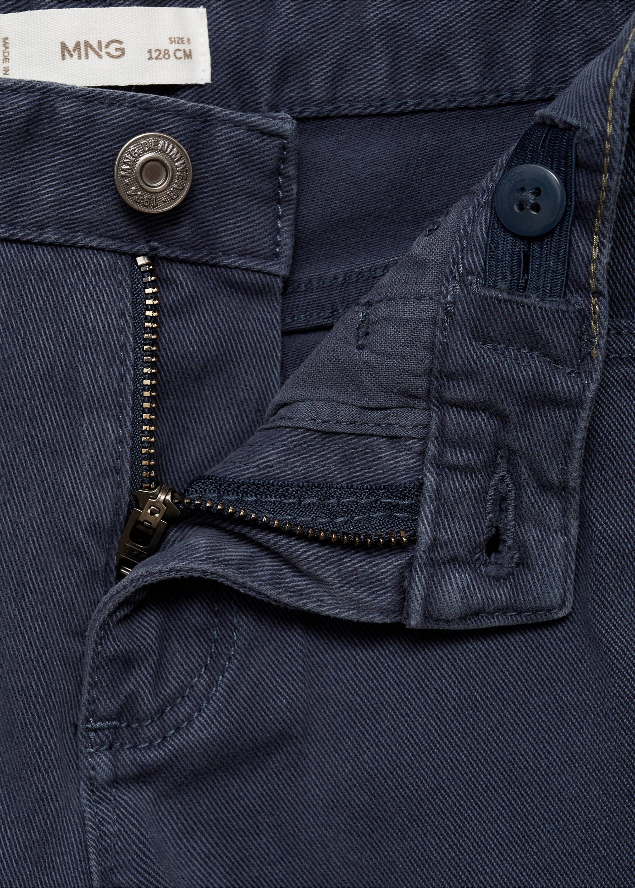 Straight-fit cotton pants - Details of the article 8, Dark Navy. Ref: 77053262-00.