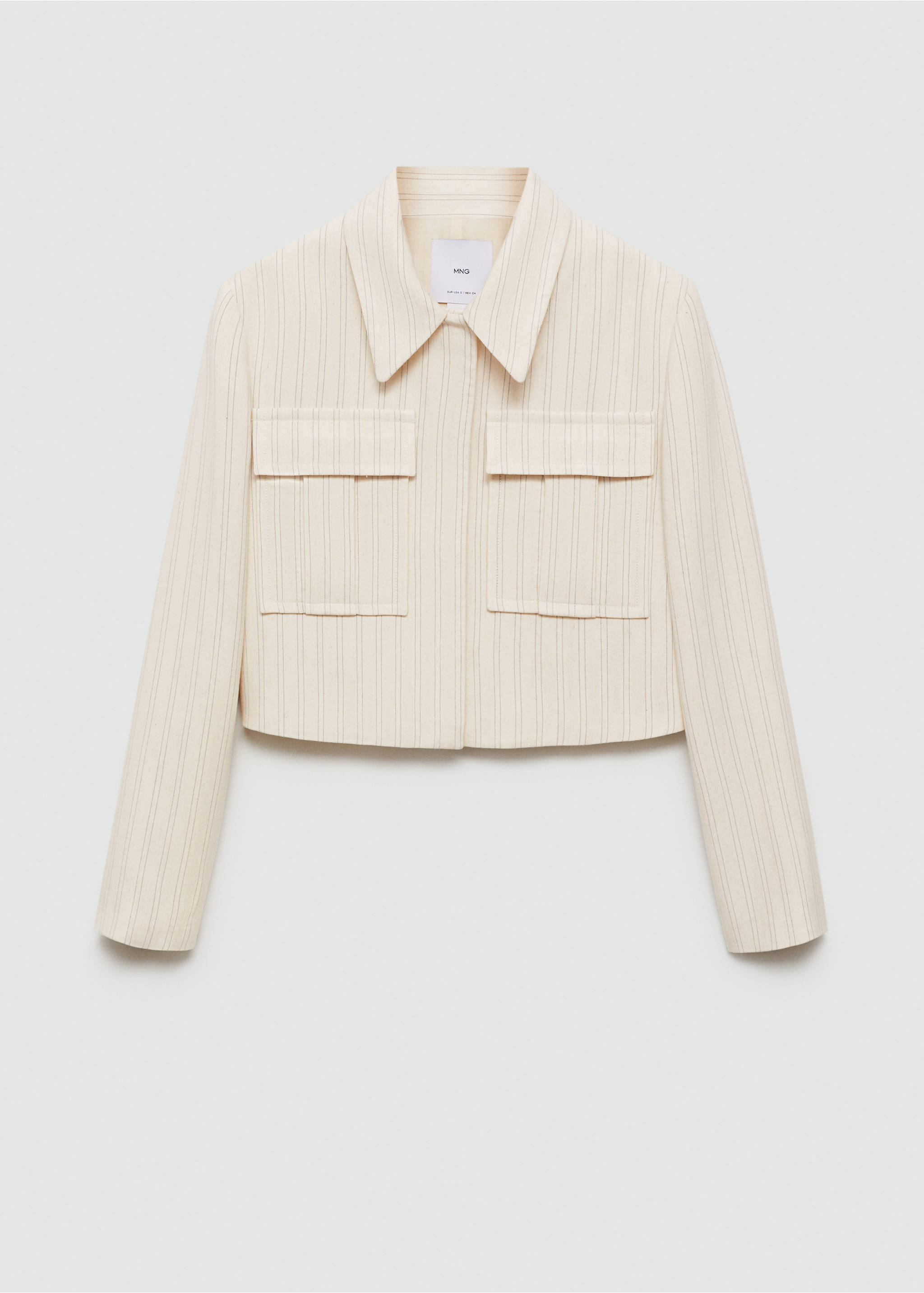 Striped jacket with pockets - Article without model, Ecru. Ref: 77053271-00.