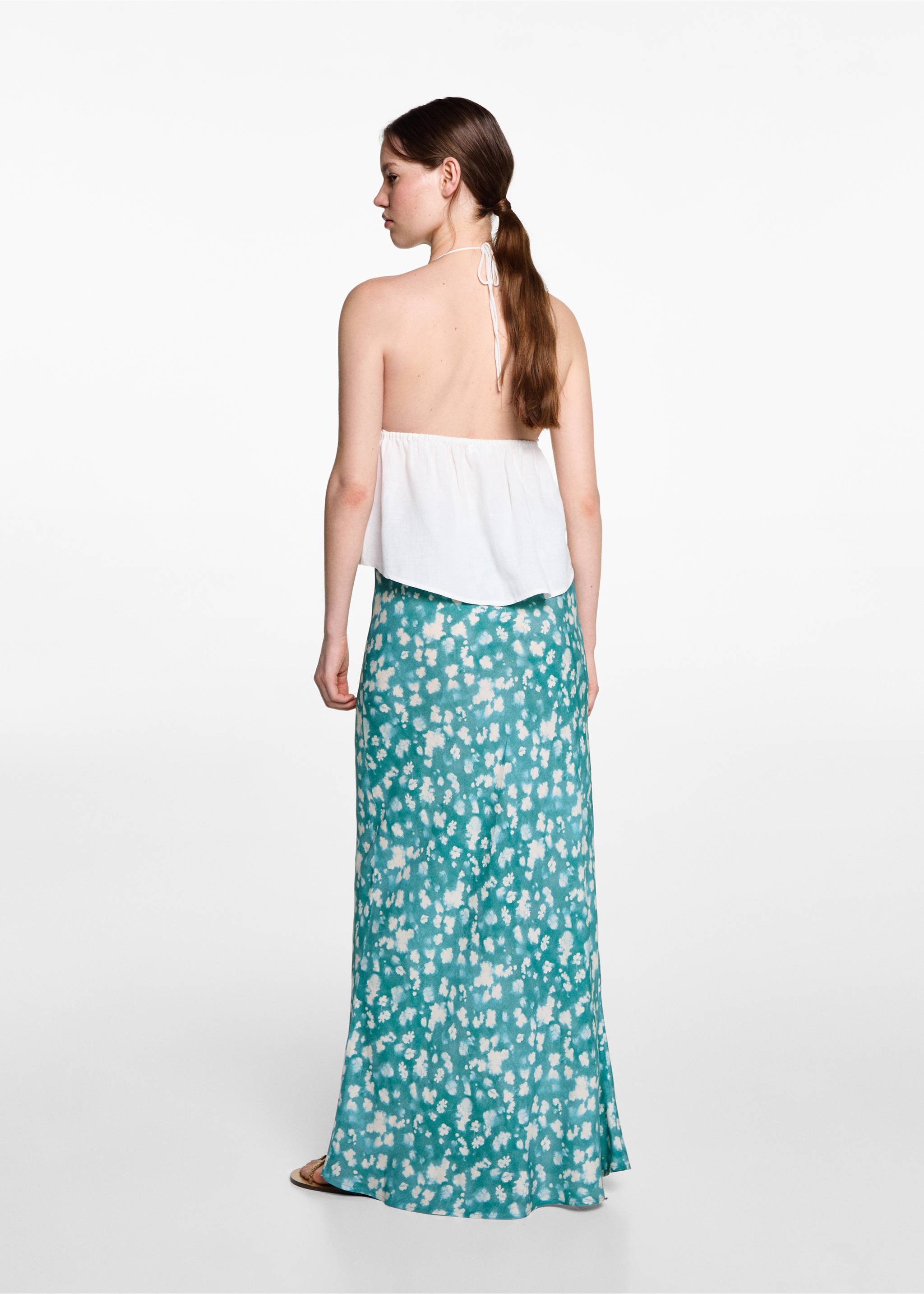 Long tie-dye skirt - Reverse of the article, Green. Ref: 77053294-00.