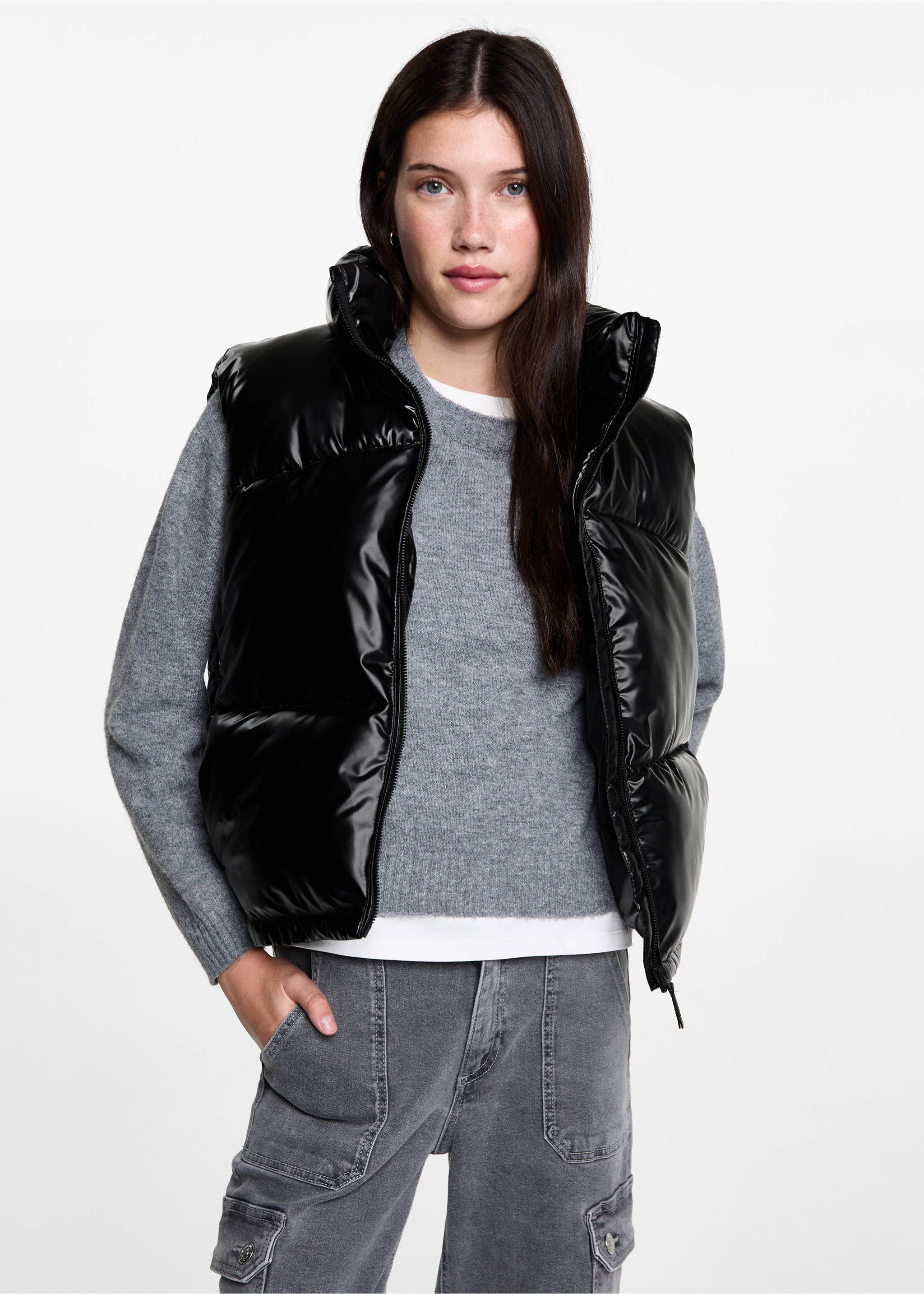 Steppanorak mit Taschen - Mittlere Ansicht, Schwarz. Ref: 77053667-00.