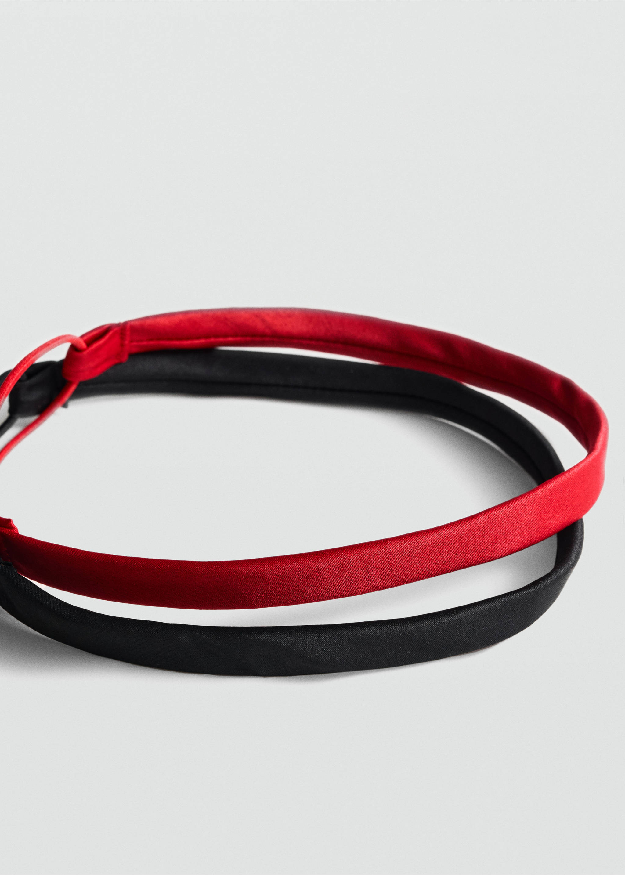 Satin elastic headband - Medium plane, Black. Ref: 77054011-00.