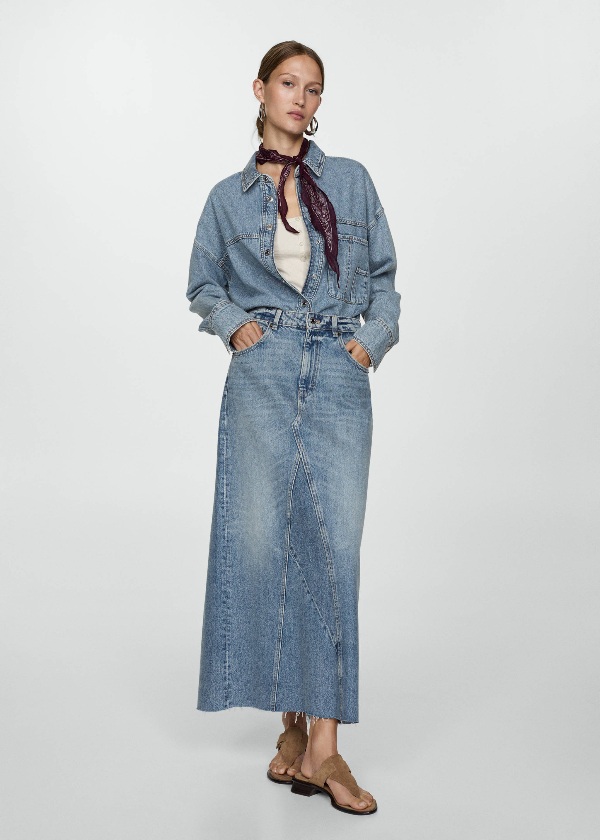 Slit denim skirt - General plane