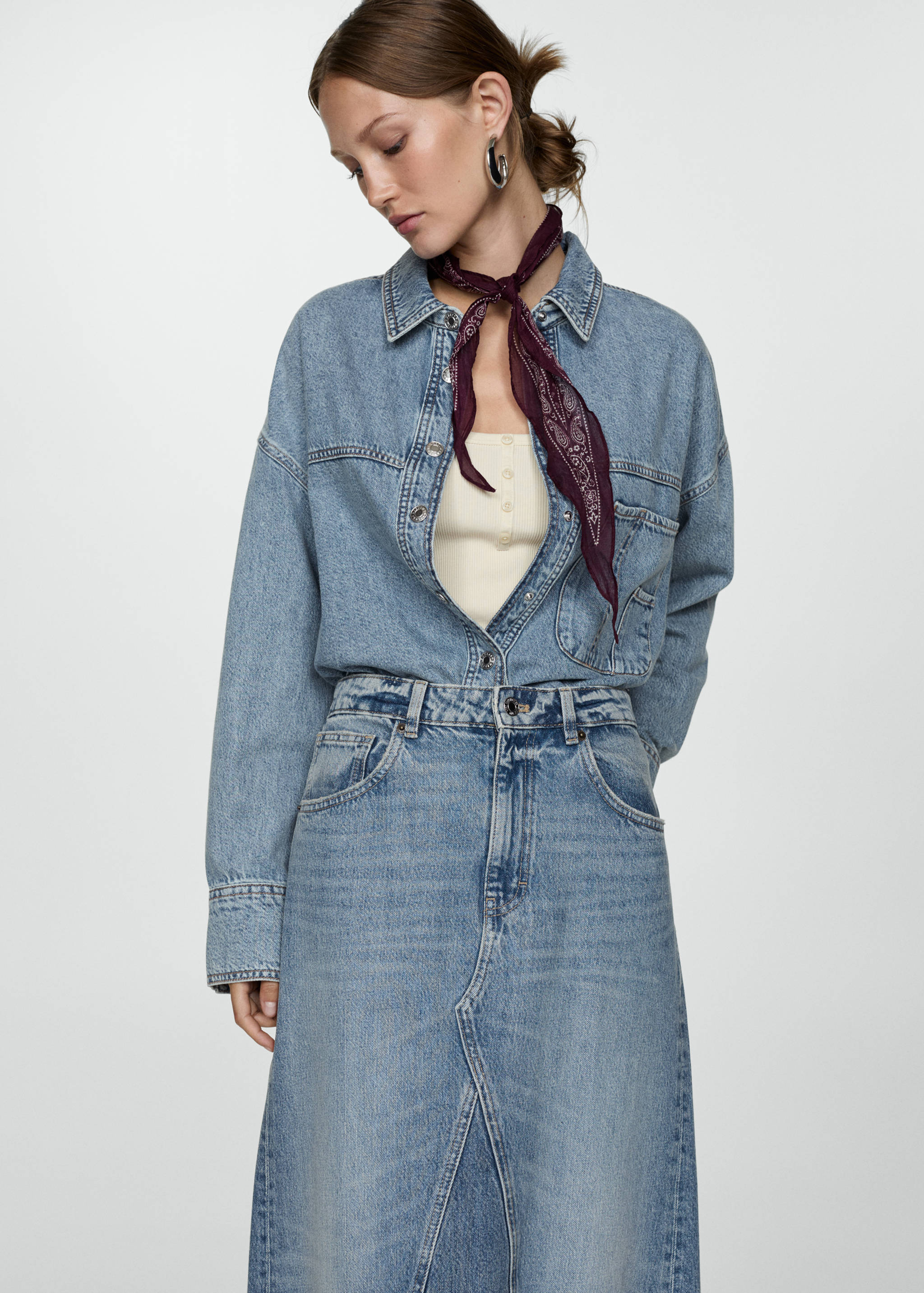 Slit denim skirt - Details of the article 1