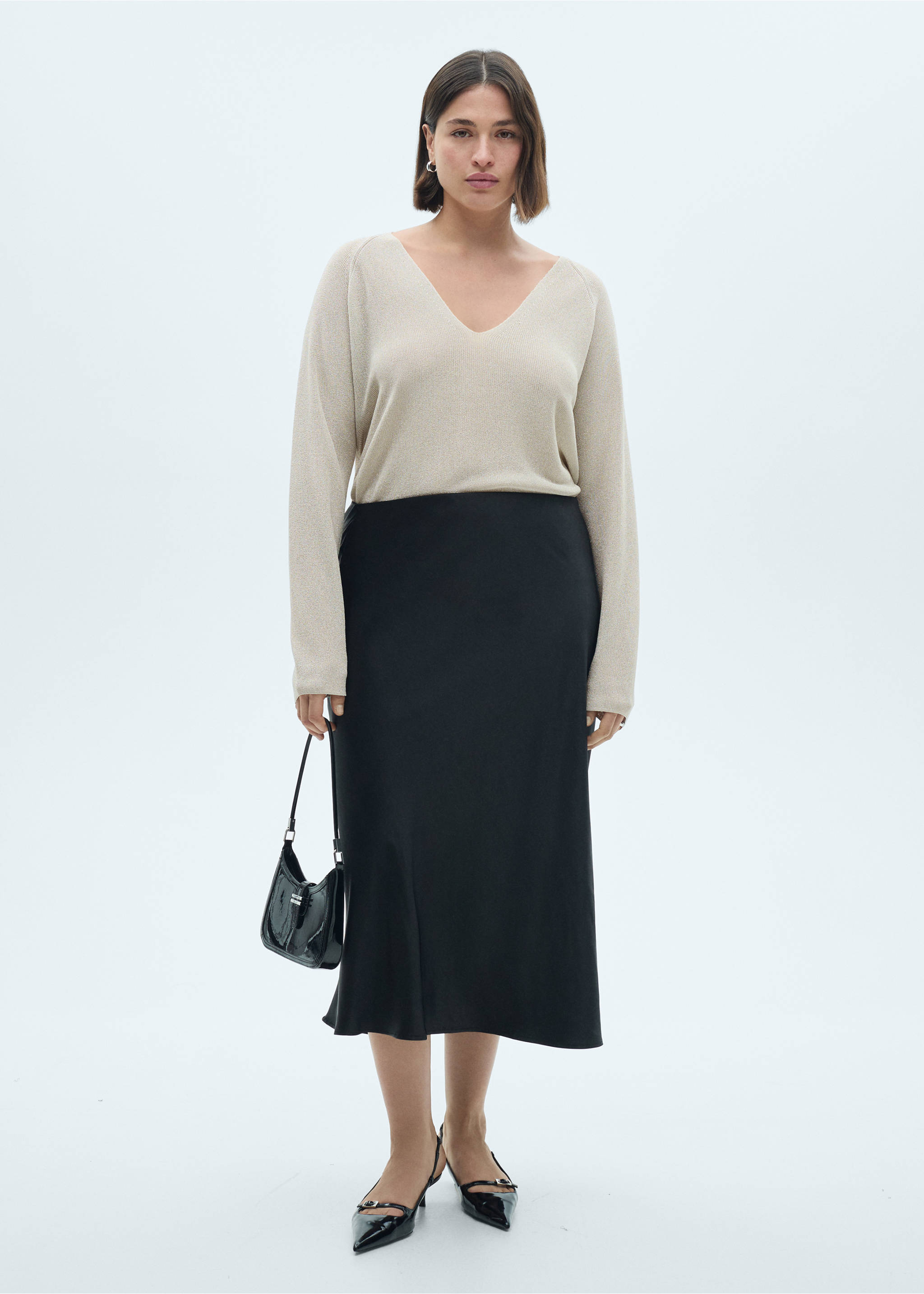 Pull-over Lurex col V - Détail de l'article 3, Argent. Ref: 77054026-00.