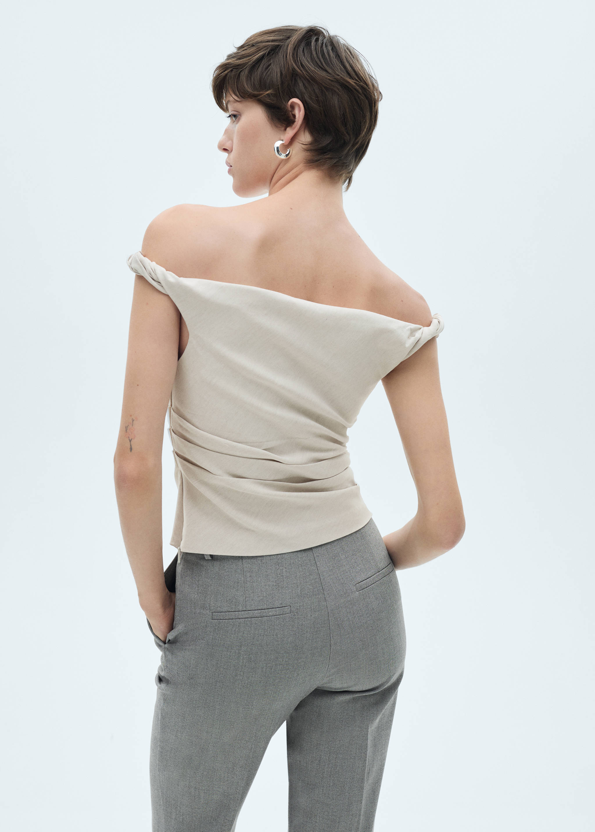 Draped off-shoulder top - Reverse of the article