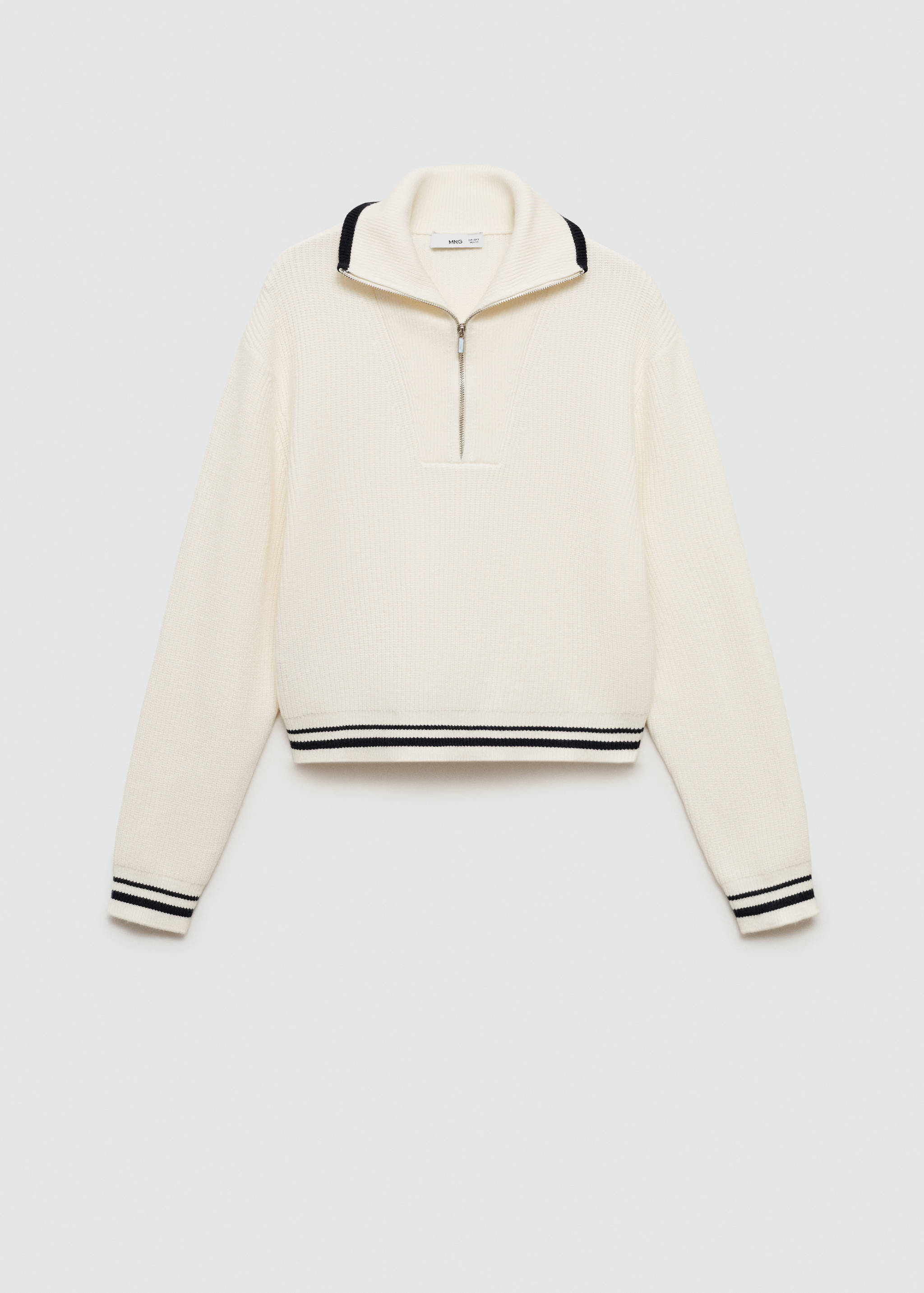 Sweter w paski z zamkiem na dekolcie - Artykuł bez modela/modelki