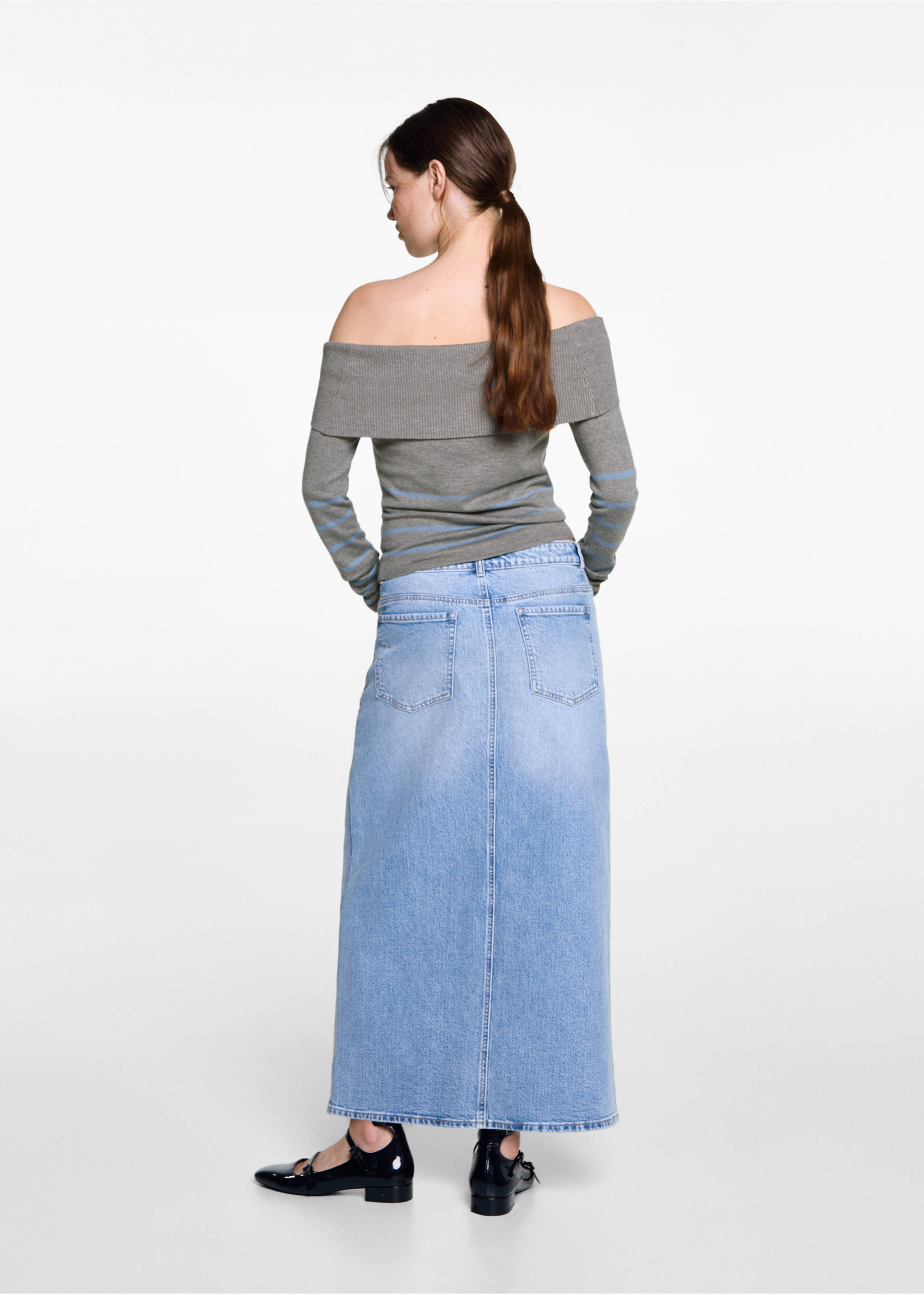 Jersey rayas hombros descubiertos - Reverso del artículo, Gris. Ref: 77054041-00.