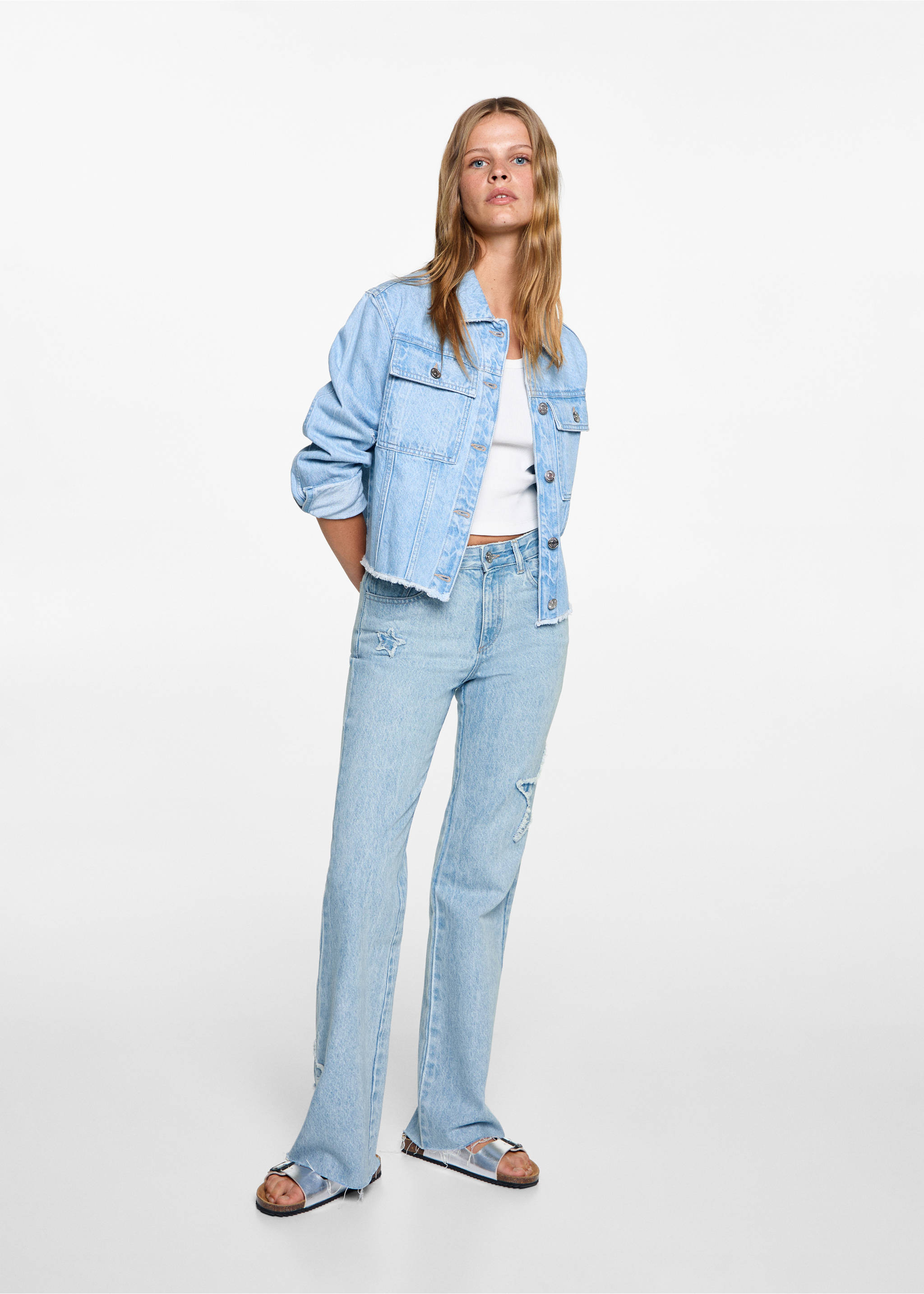 Regular Jeans mit Sternen - Allgemeine Ansicht, Hellblau. Ref: 77054052-00.