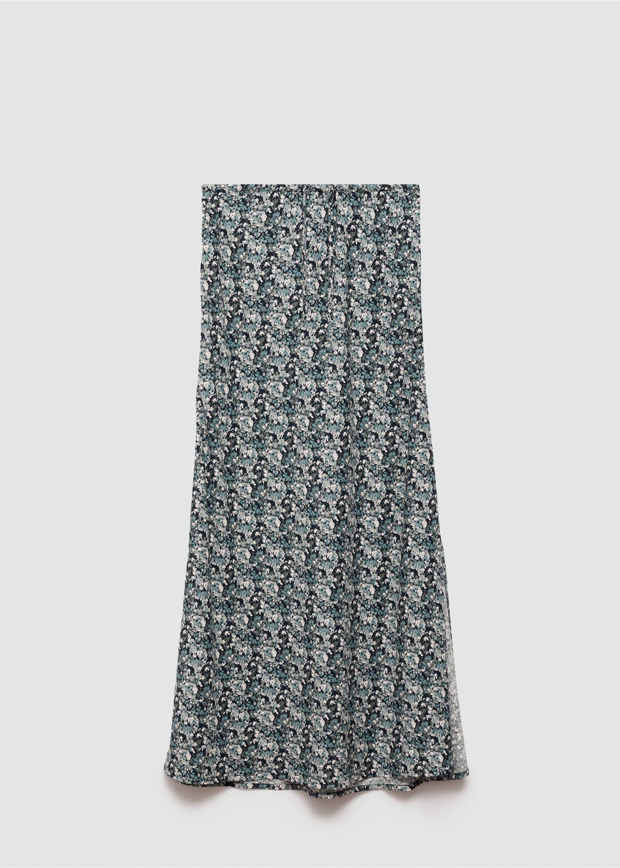 Floral-print long skirt - Article without model, Black. Ref: 77054053-00.