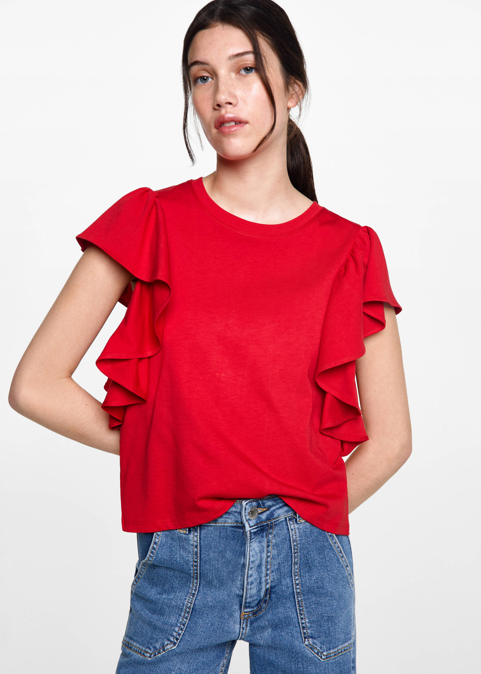 Camiseta algodón volantes - Plano medio