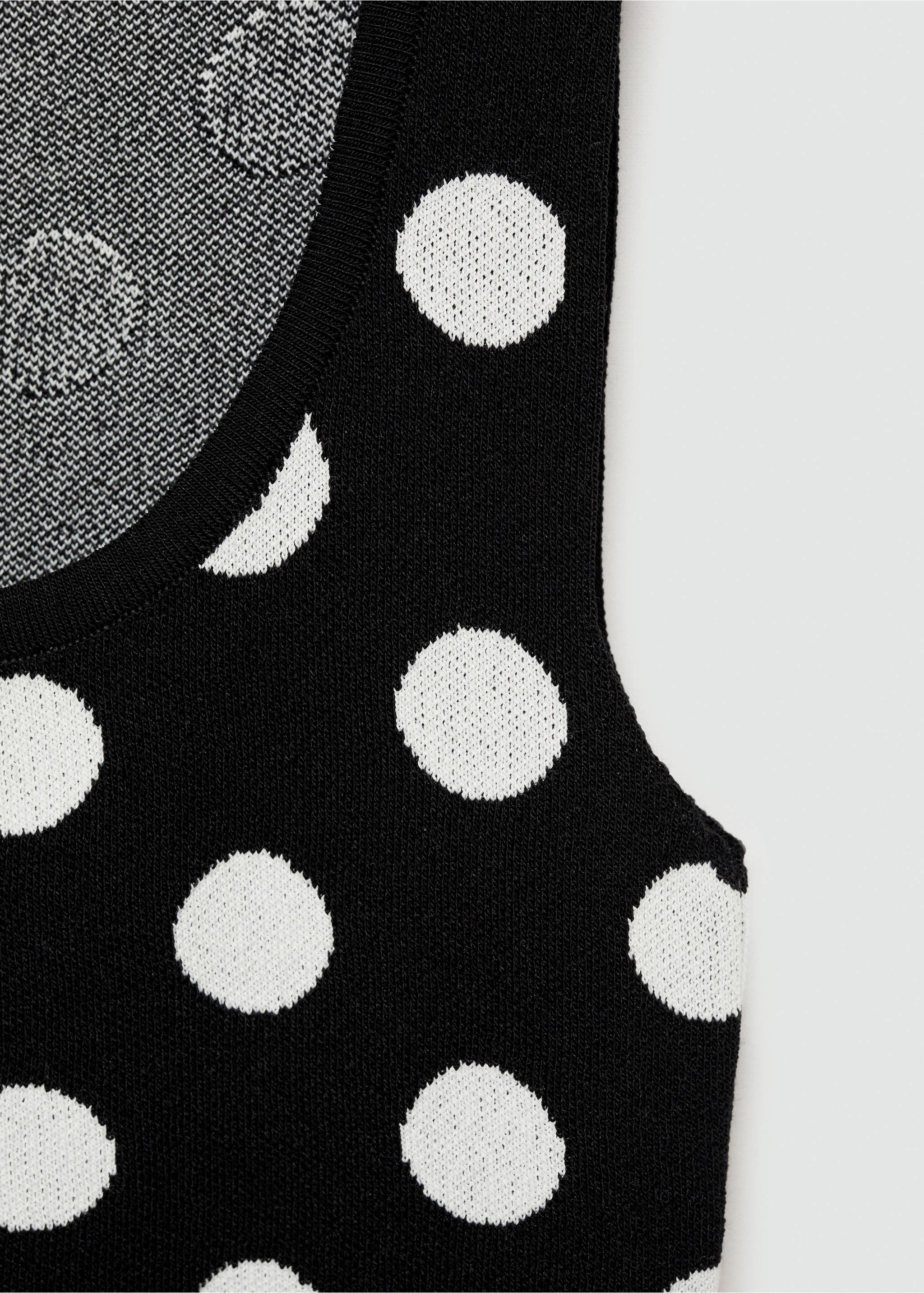 Polka-dot knitted top - Details of the article 8, Black. Ref: 77054062-00.