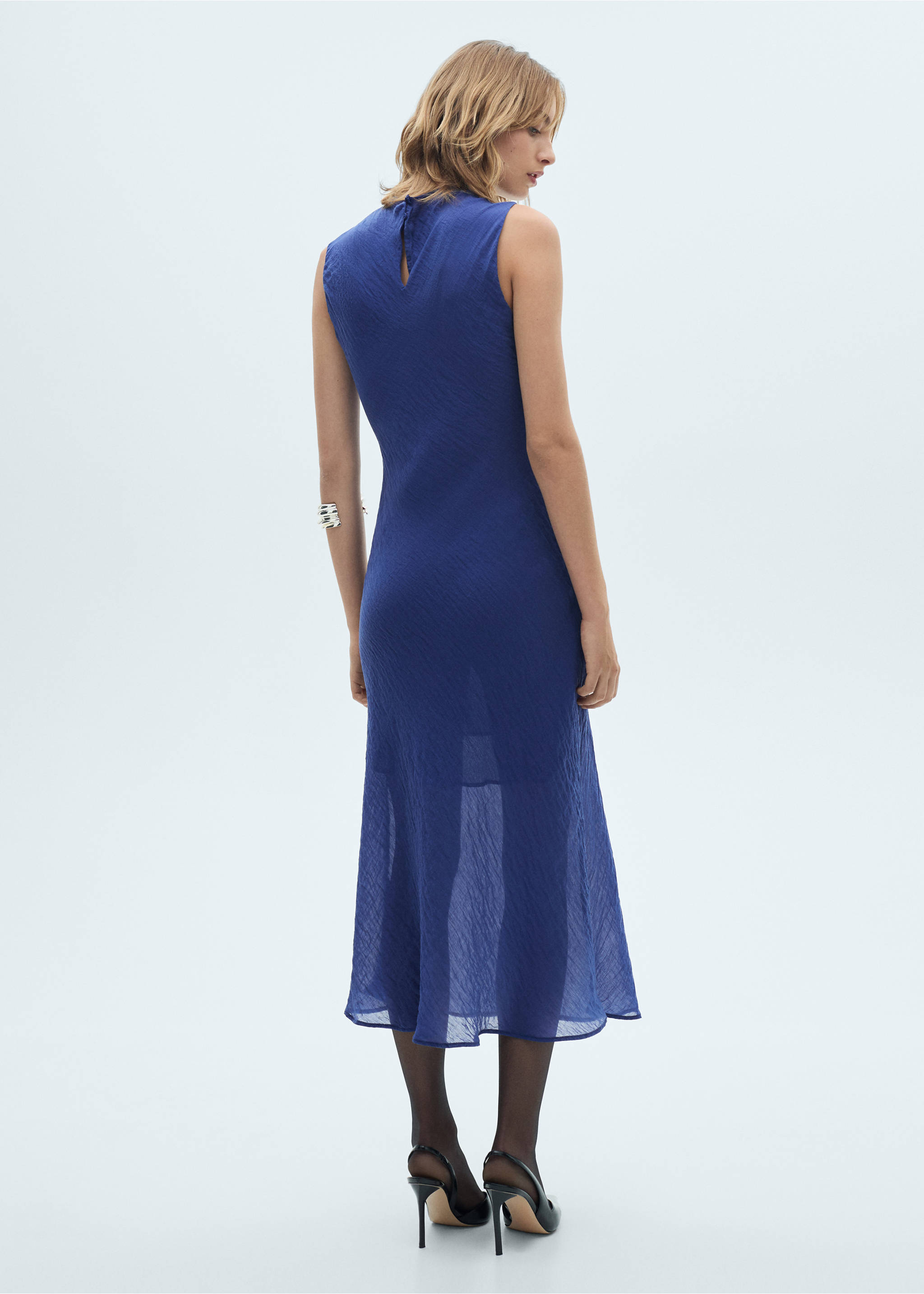 Lyocell midi-dress - Reverse of the article, Blue. Ref: 77054064-00.