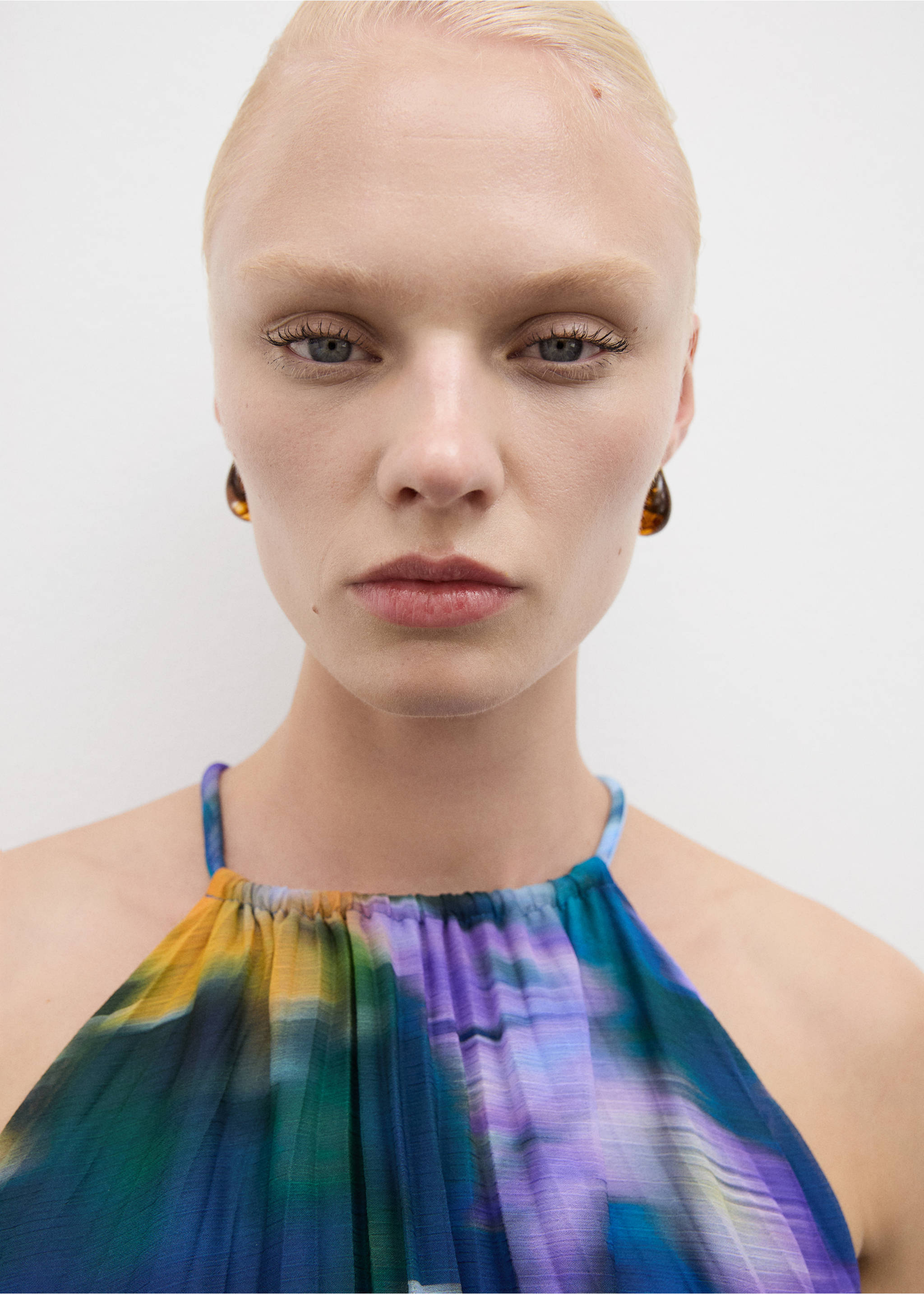 Robe plissée imprimée - Détail de l'article 1, Bleu. Ref: 77054068-00.