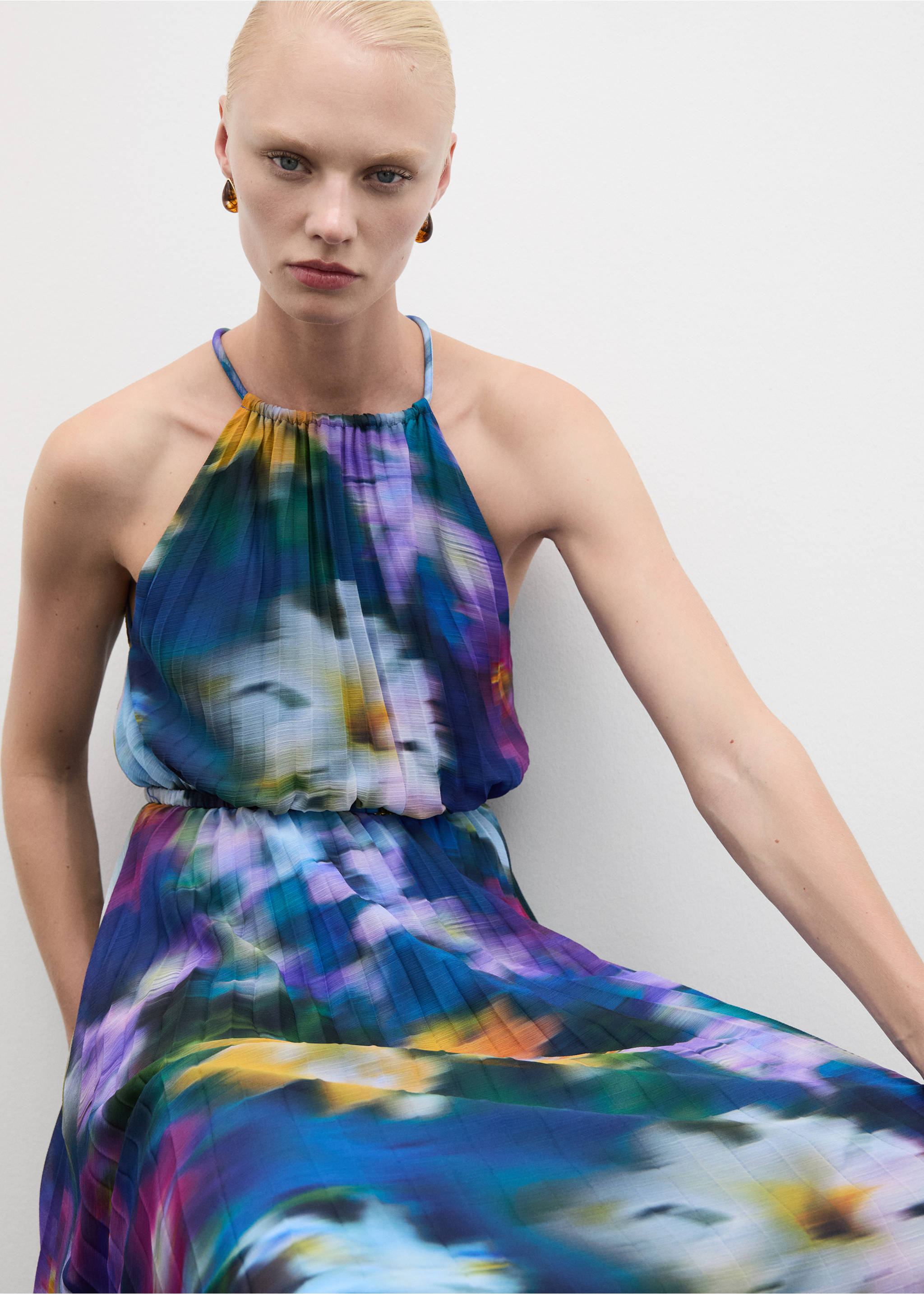 Robe plissée imprimée - Détail de l'article 2, Bleu. Ref: 77054068-00.