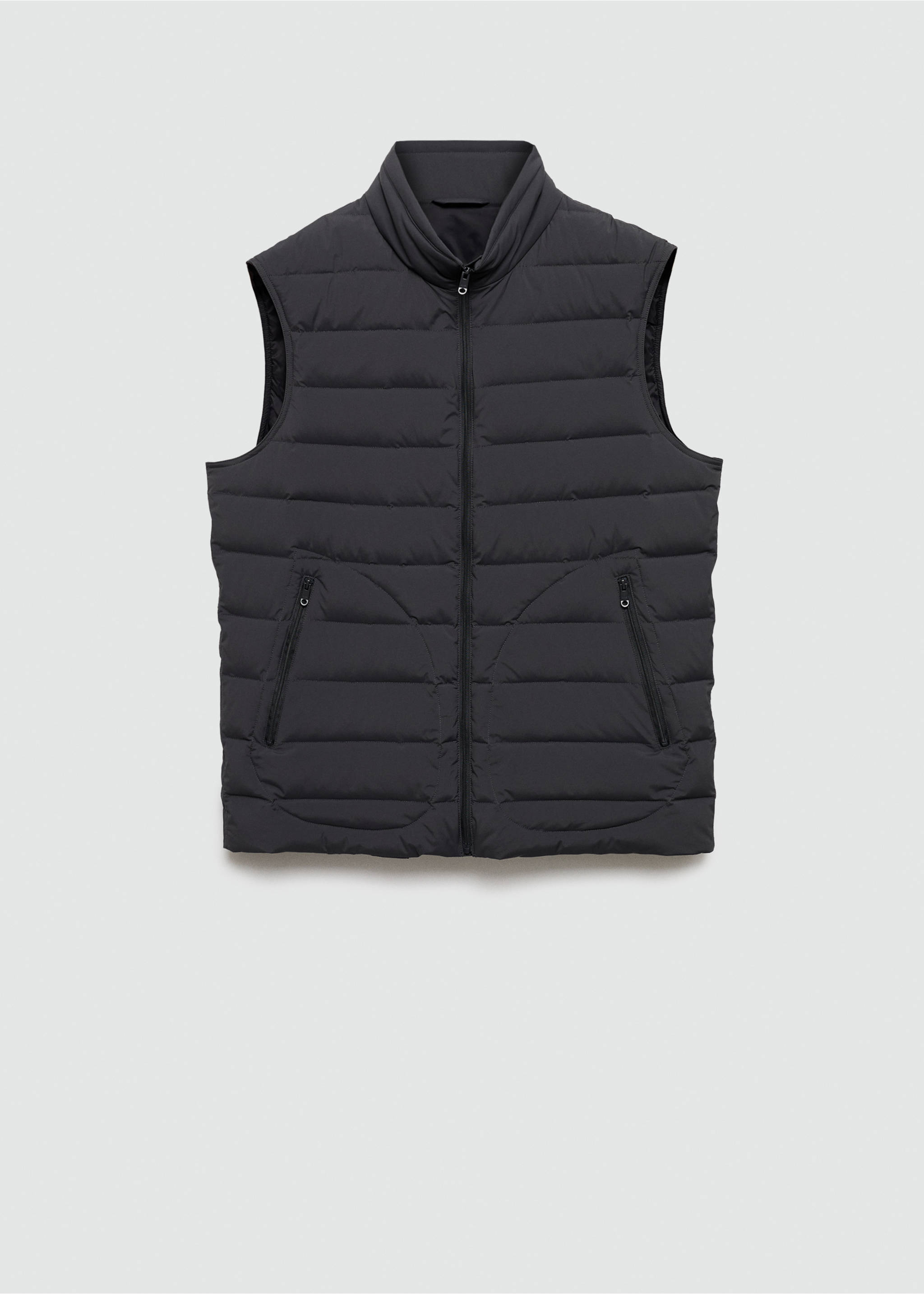 Quilted gilet with feather filling - Article without model, Charcoal. Ref: 77054432-00.