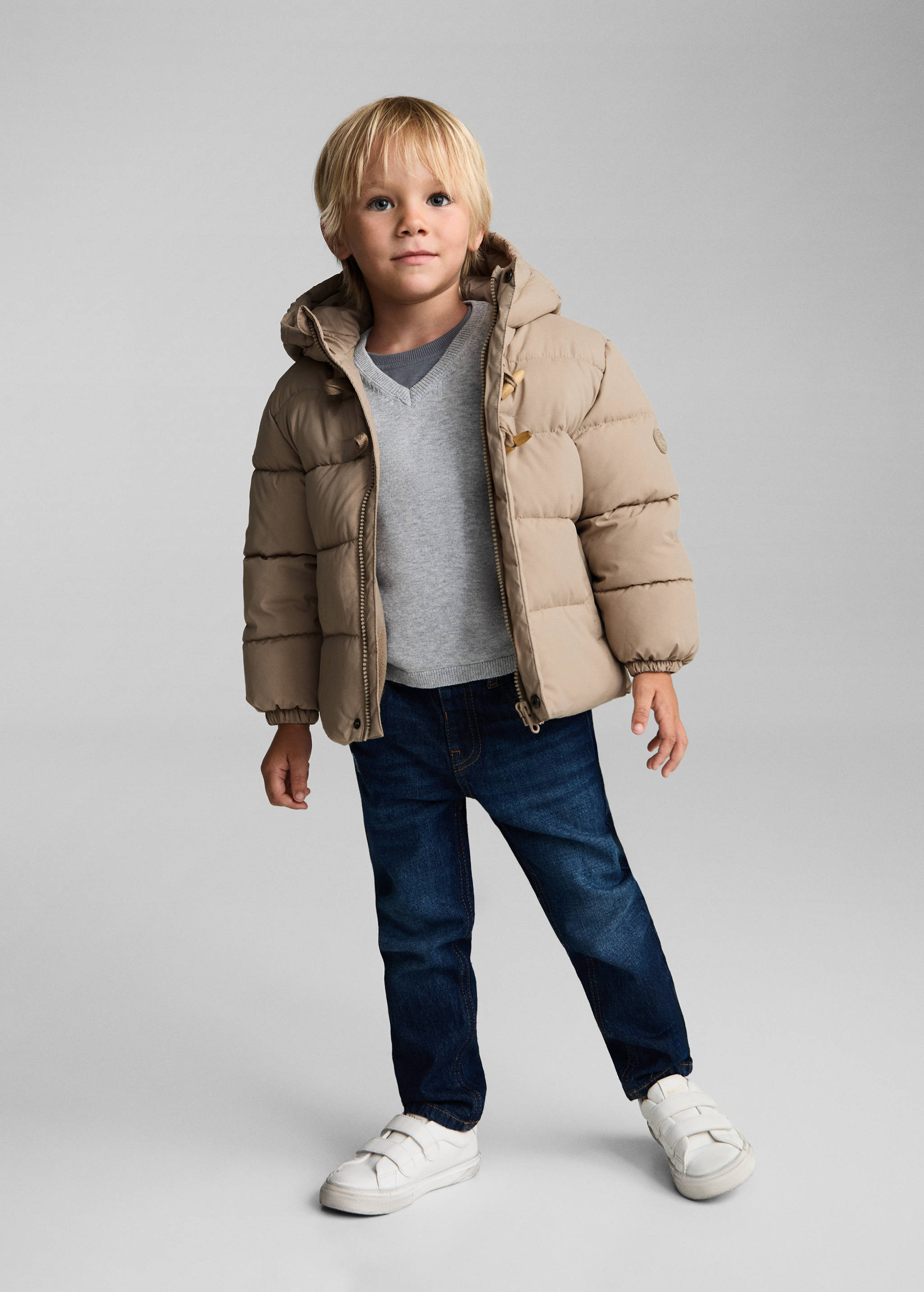 Anorak matelassée imitation mouton retourné - Plan général