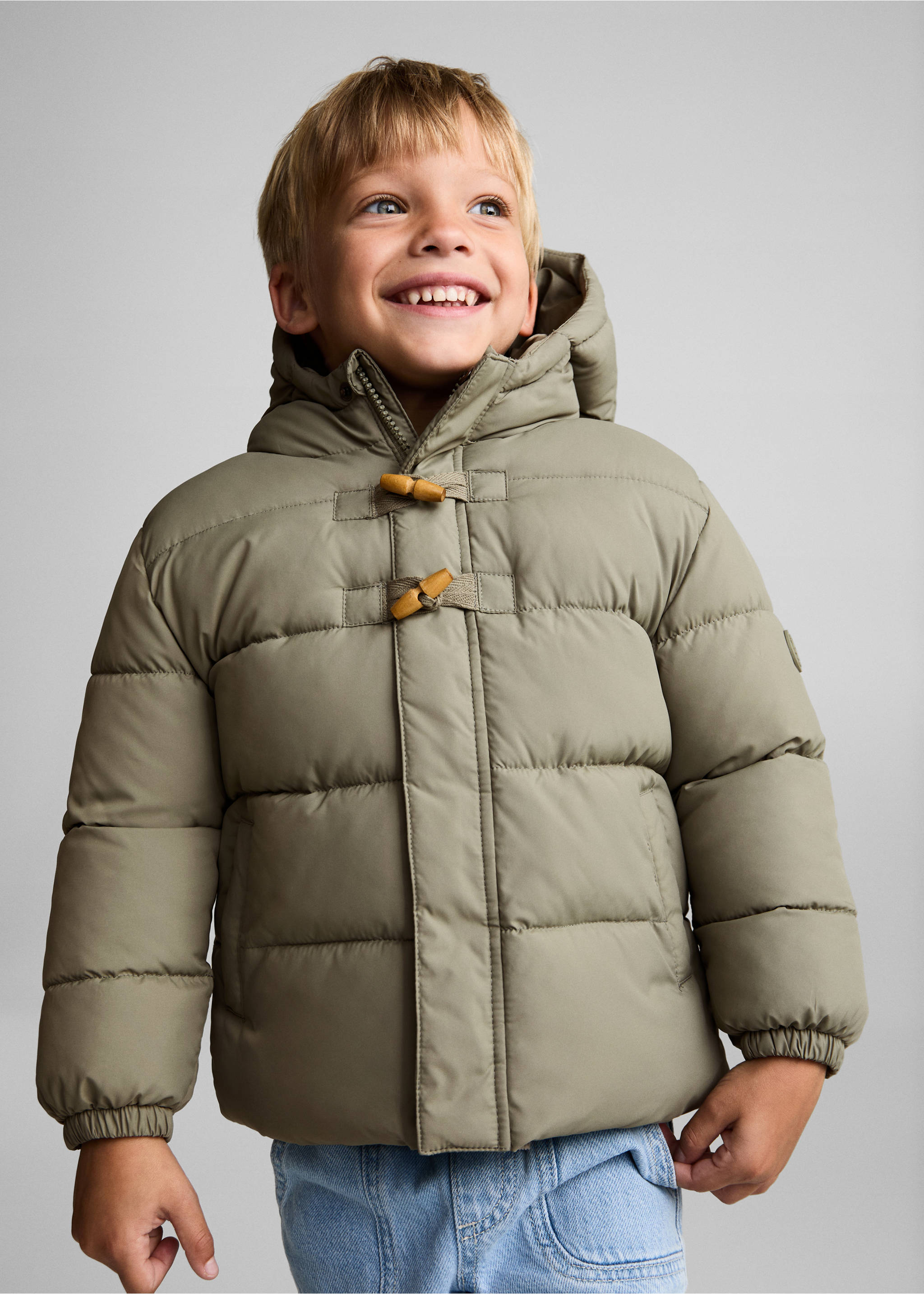 Padded anorak with shearling lining - Medium plane, Green. Ref: 77054436-00.