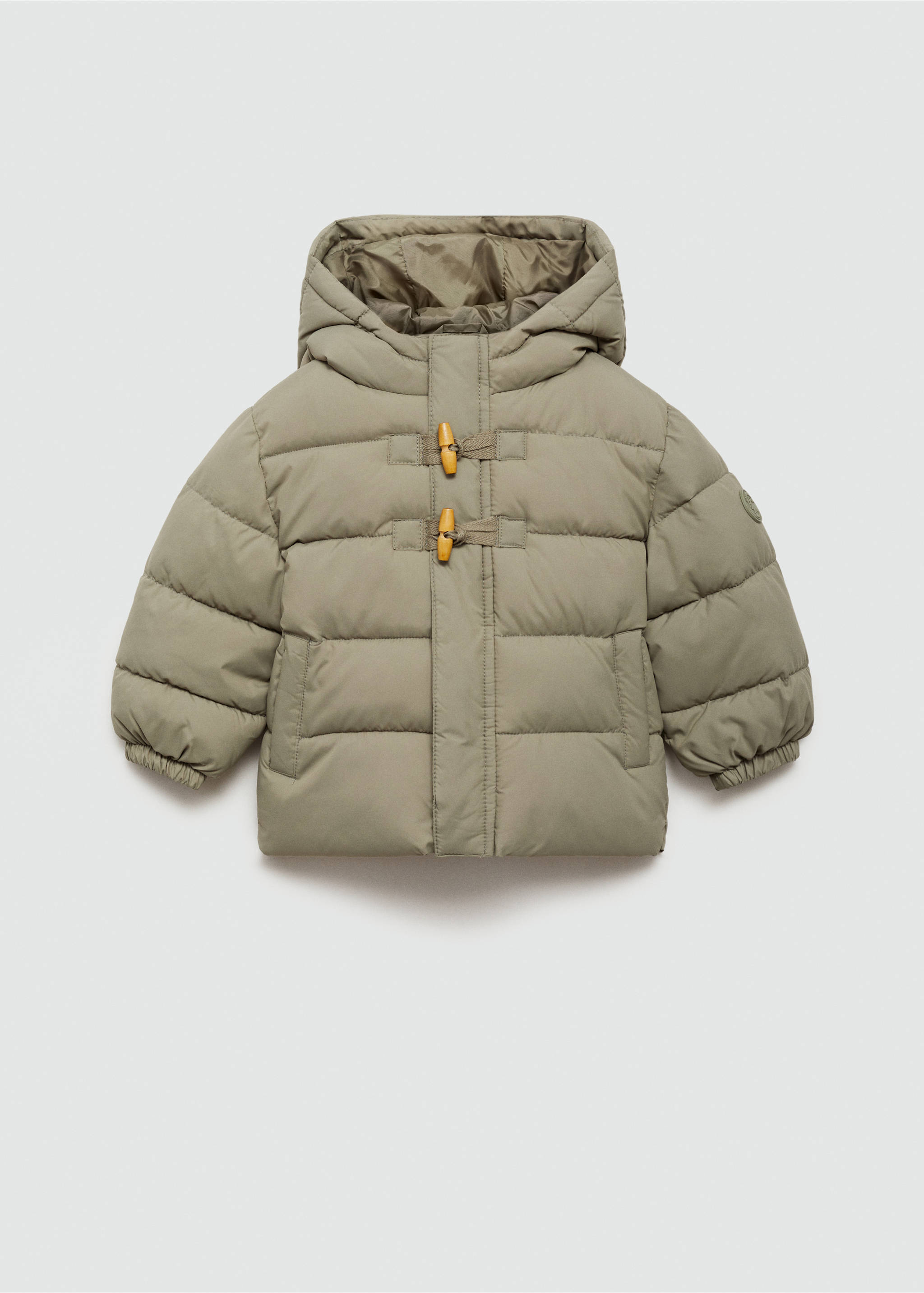 Padded anorak with shearling lining - Article without model, Green. Ref: 77054436-00.