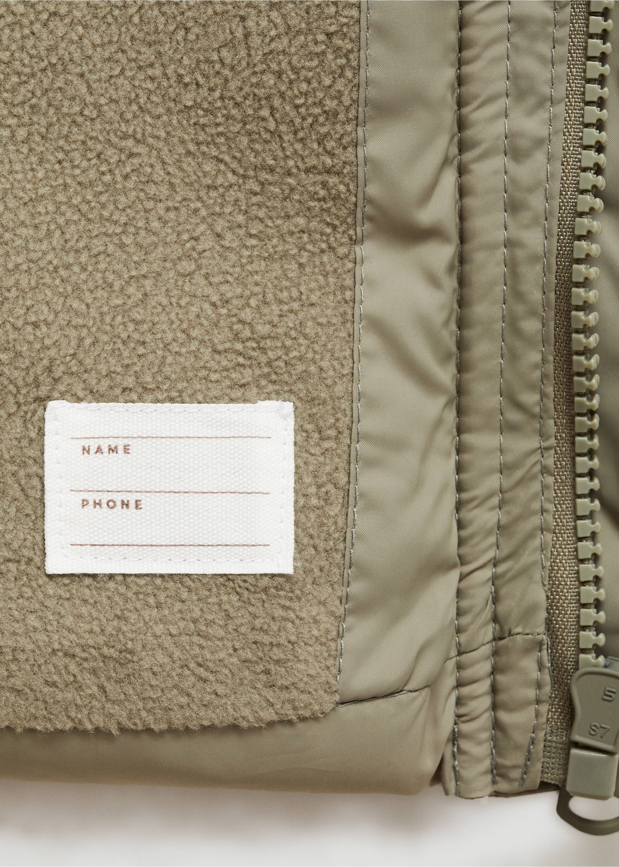 Padded anorak with shearling lining - Details of the article 0, Green. Ref: 77054436-00.