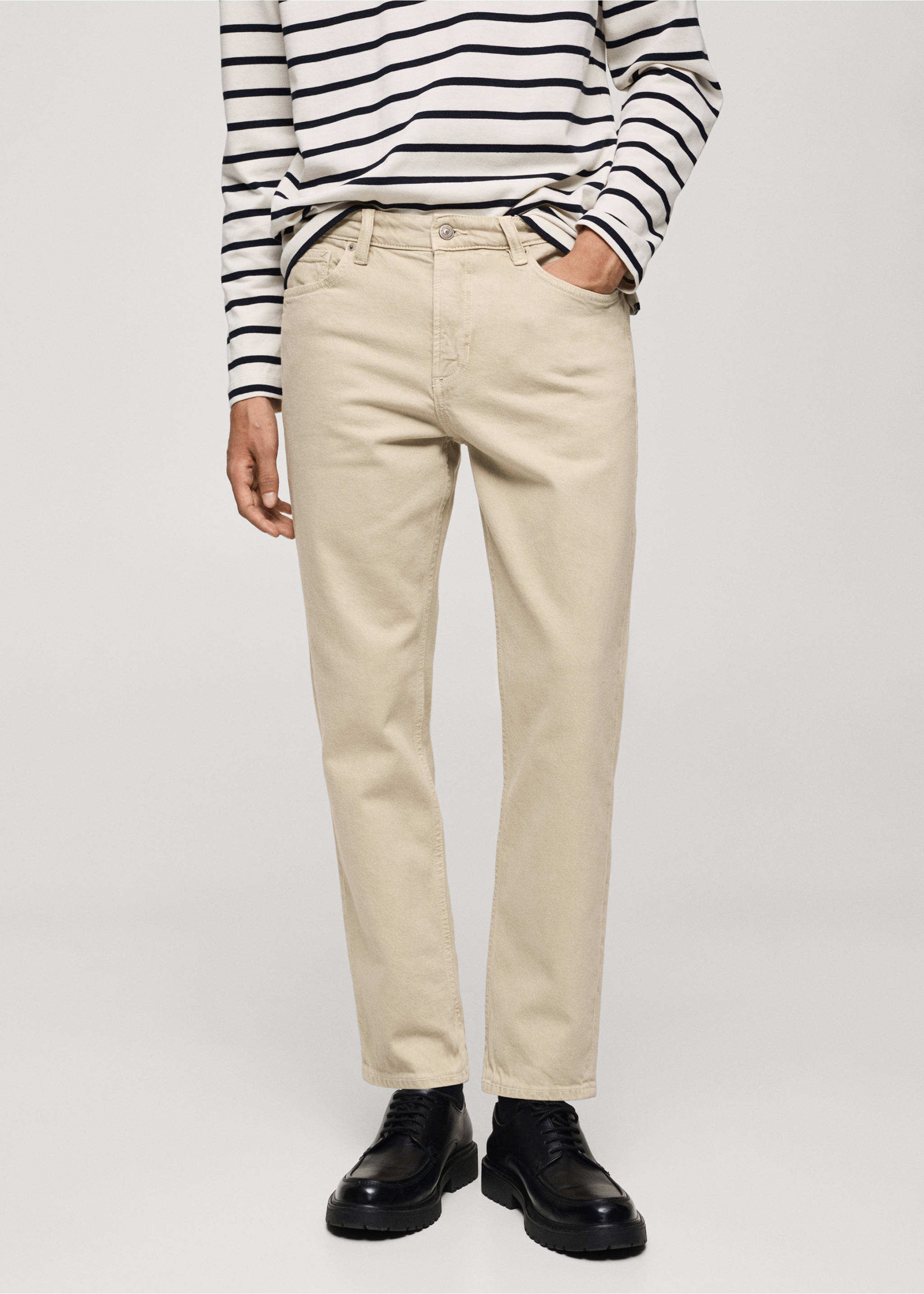 Ben tapered cropped jeans - Medium plane, Beige. Ref: 77054439-00.