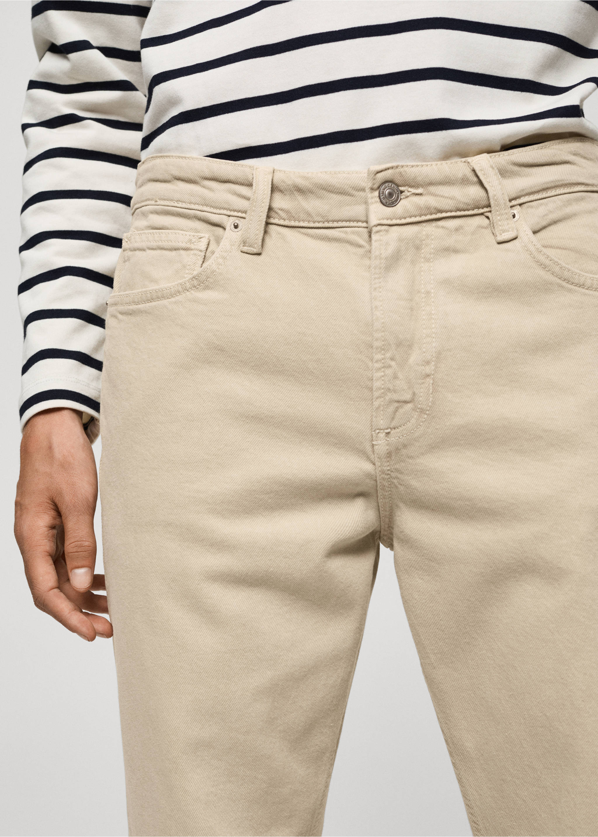 Ben tapered cropped jeans - Details of the article 1, Beige. Ref: 77054439-00.
