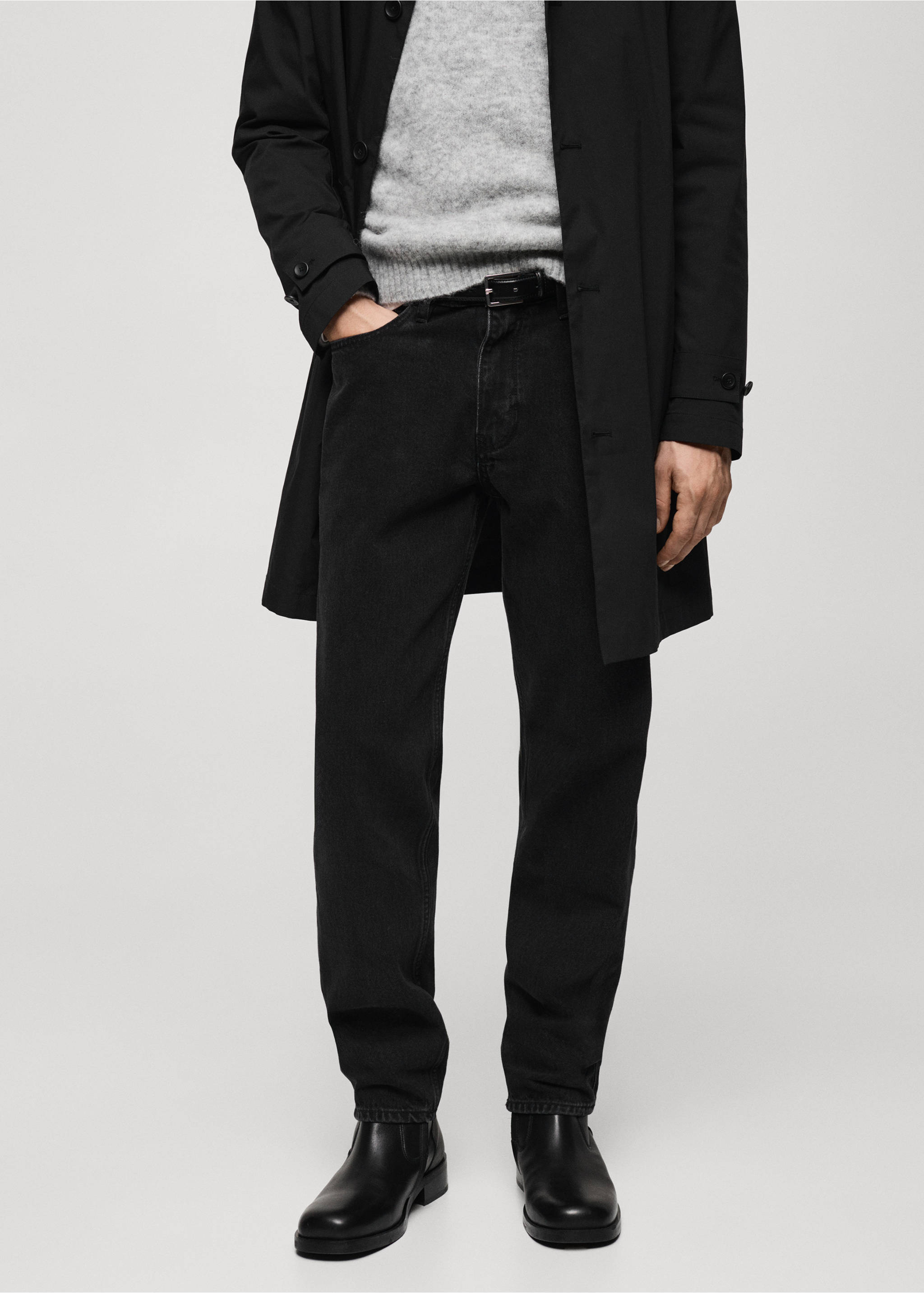 Džíny Bob regular fit - Náhled ve středové rovině, Black denim. Ref: 77054441-00.