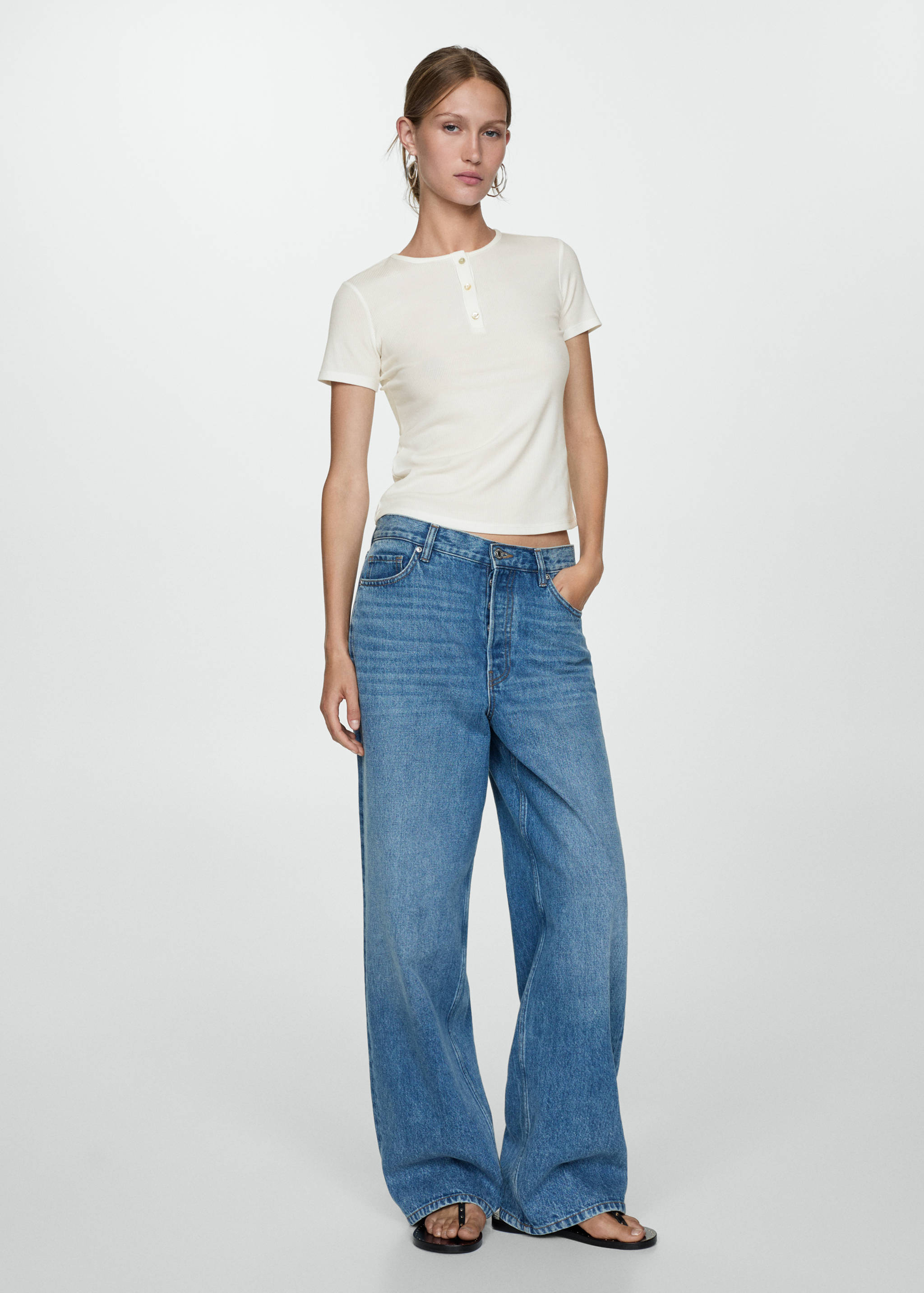 Buttoned lyocell t-shirt - General plane