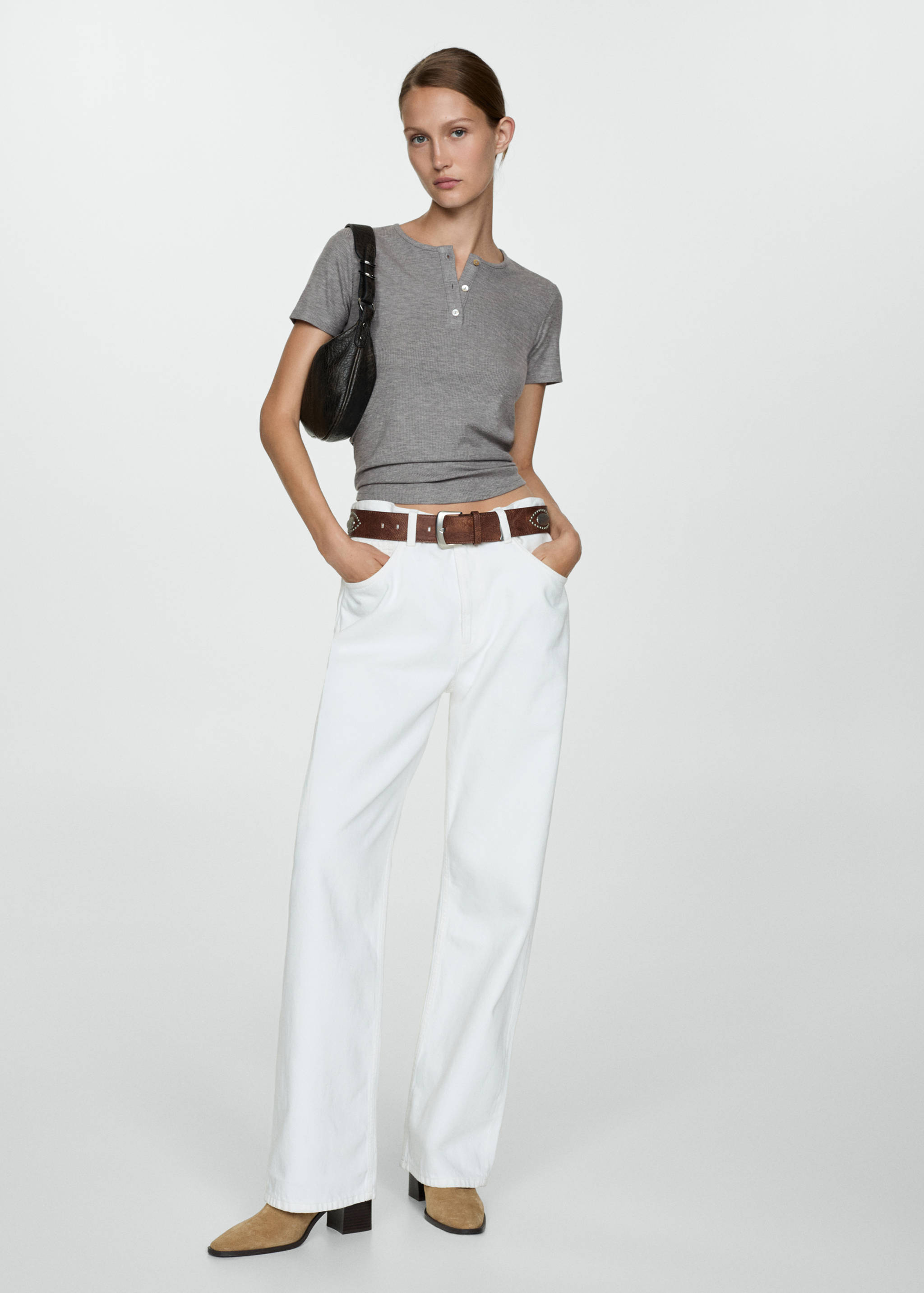 Buttoned lyocell t-shirt - General plane