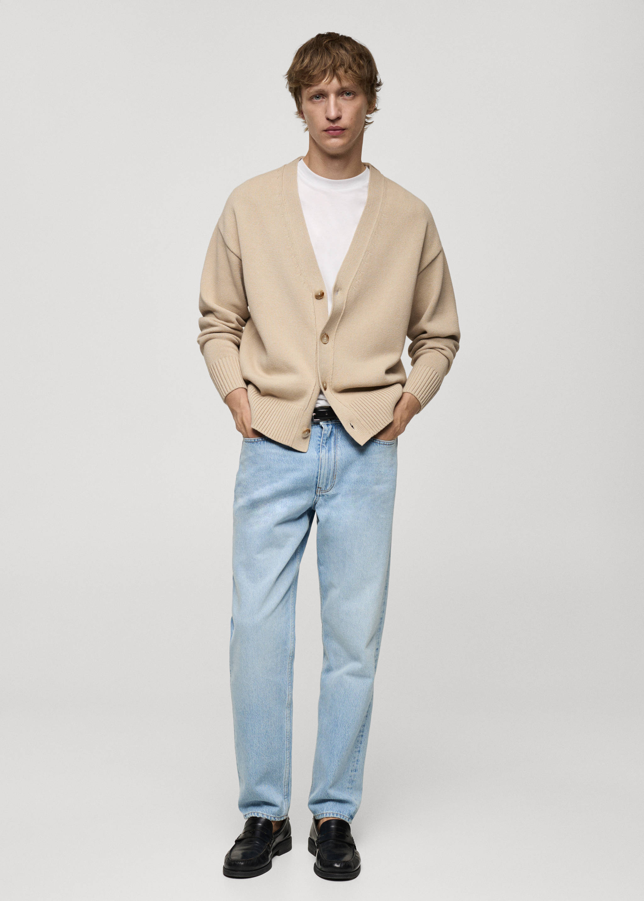 Gebreid katoenen vest met knopen - Overzichtstekening